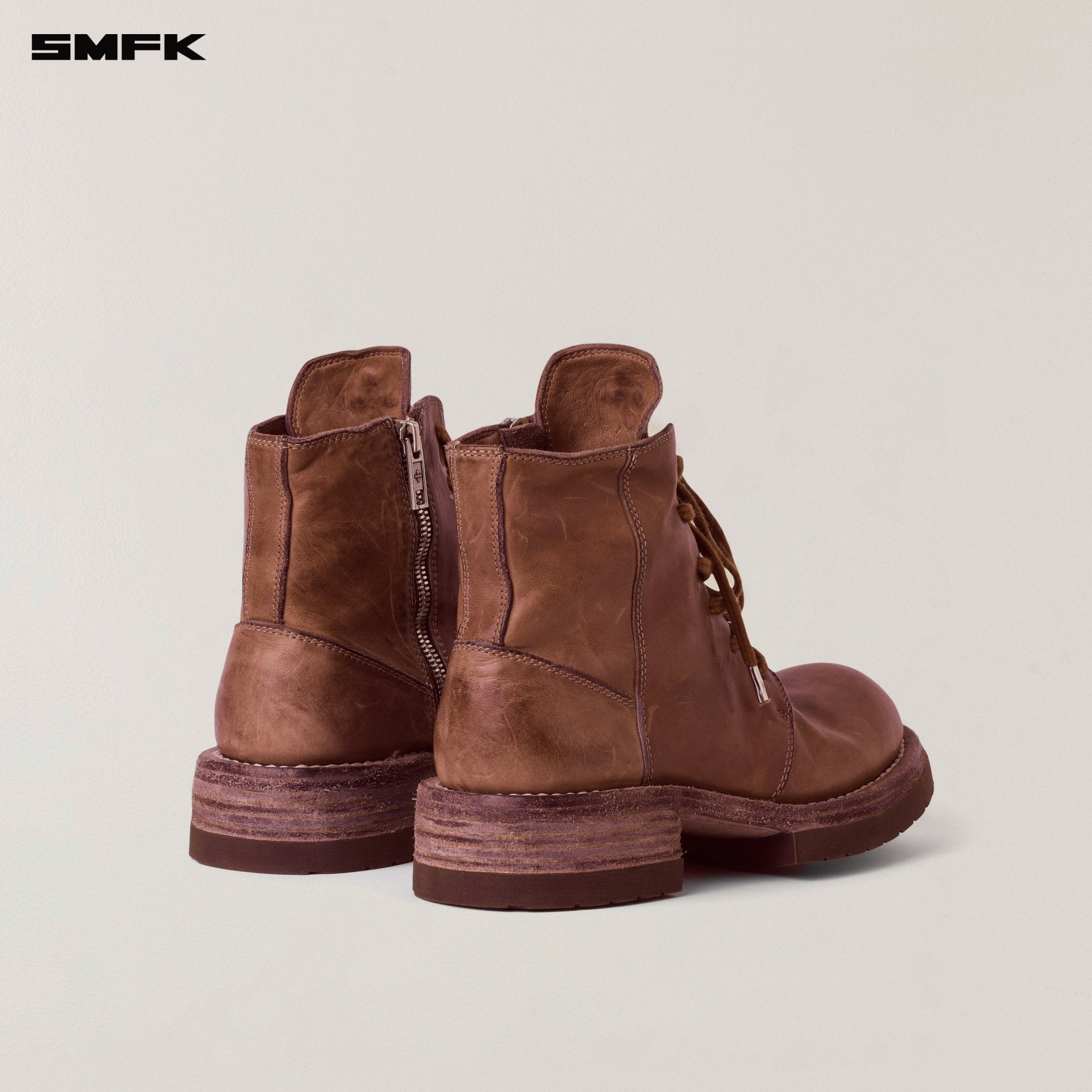 SMFK Rage Wild Origin Goodyear Horse Leather Motorcycle Boots In Wild Brown | MADAX