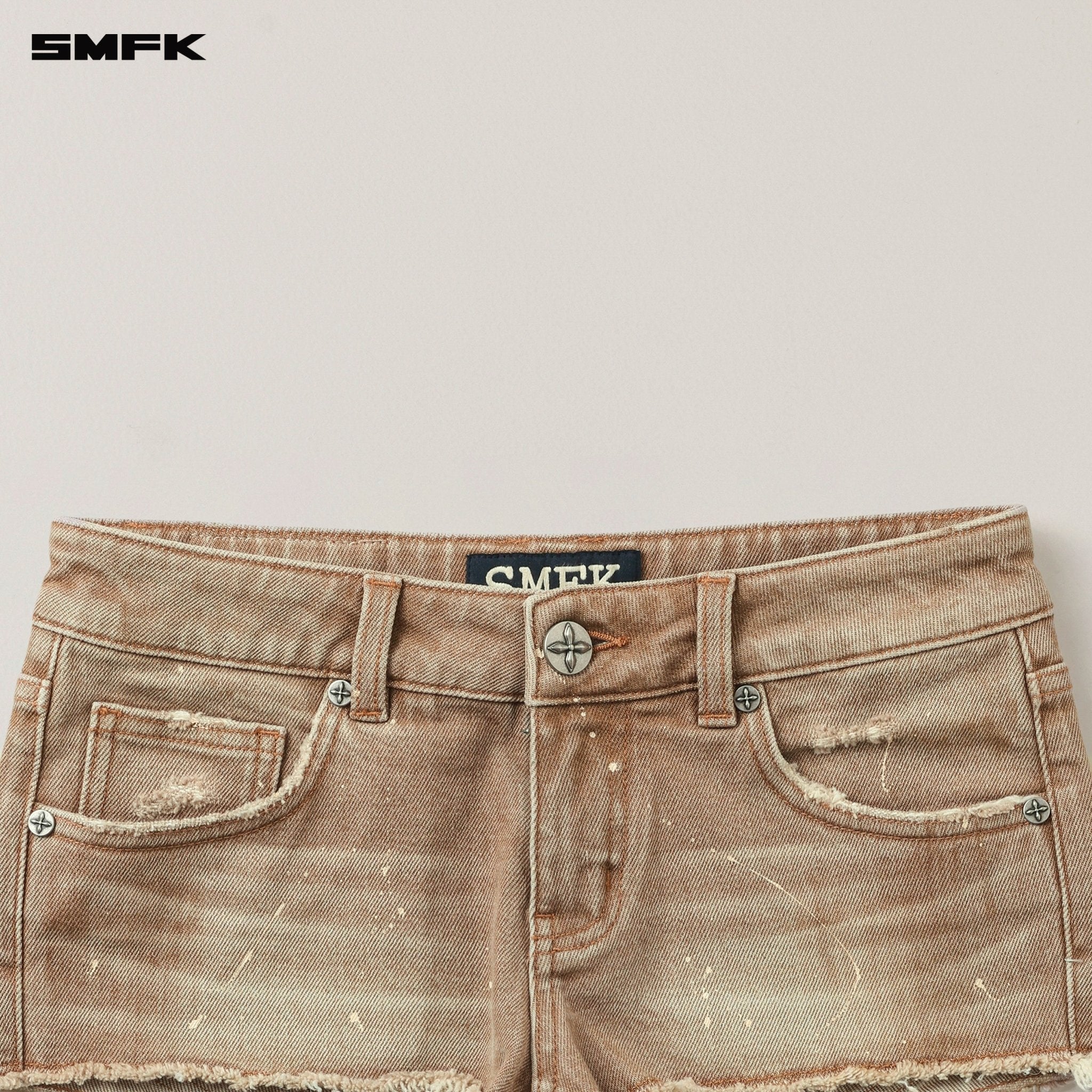 SMFK Rage Wild Origin Handcraft Denim Bikini Shorts In Cowboy Brown | MADAX