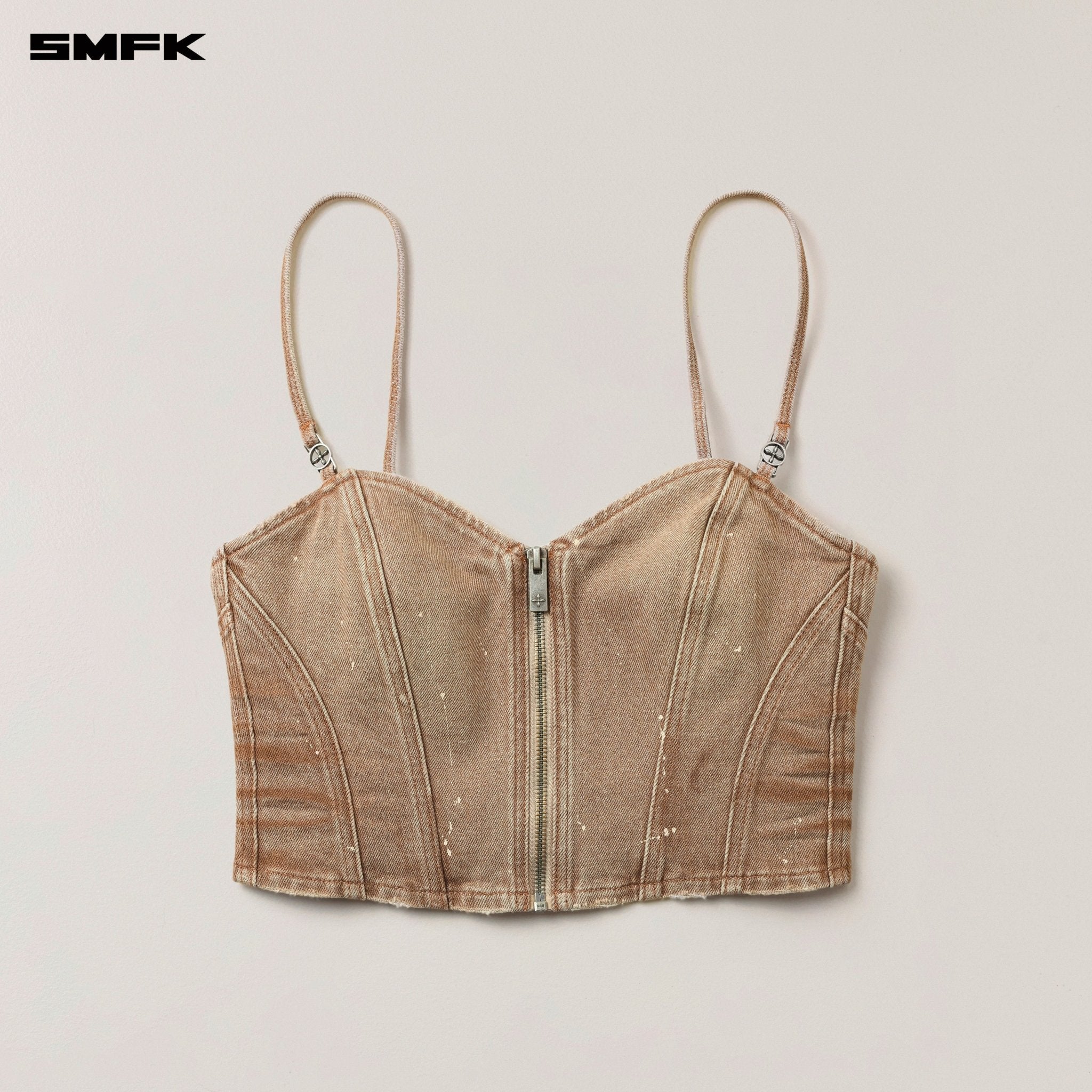 SMFK Rage Wild Origin Handcraft Denim Zipper Camisole In Cowboy Brown | MADAX