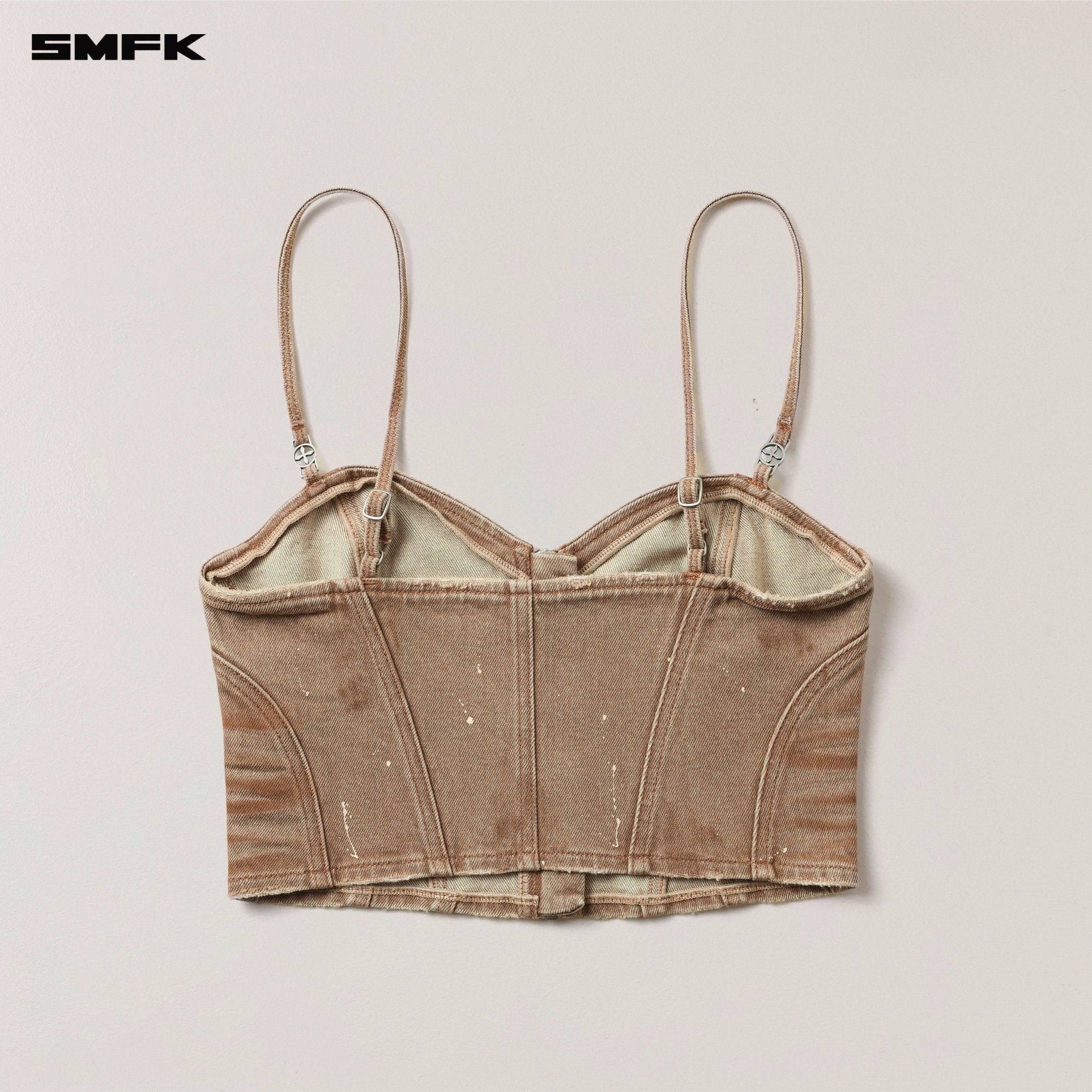 SMFK Rage Wild Origin Handcraft Denim Zipper Camisole In Cowboy Brown | MADAX