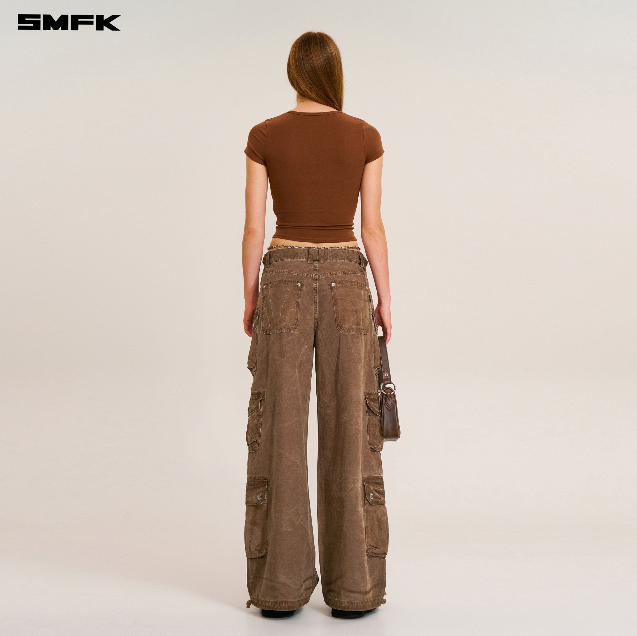 SMFK Rage Wild Origin Handcraft Drip Dyed Tower Cargo Pants In Shadow Brown | MADAX