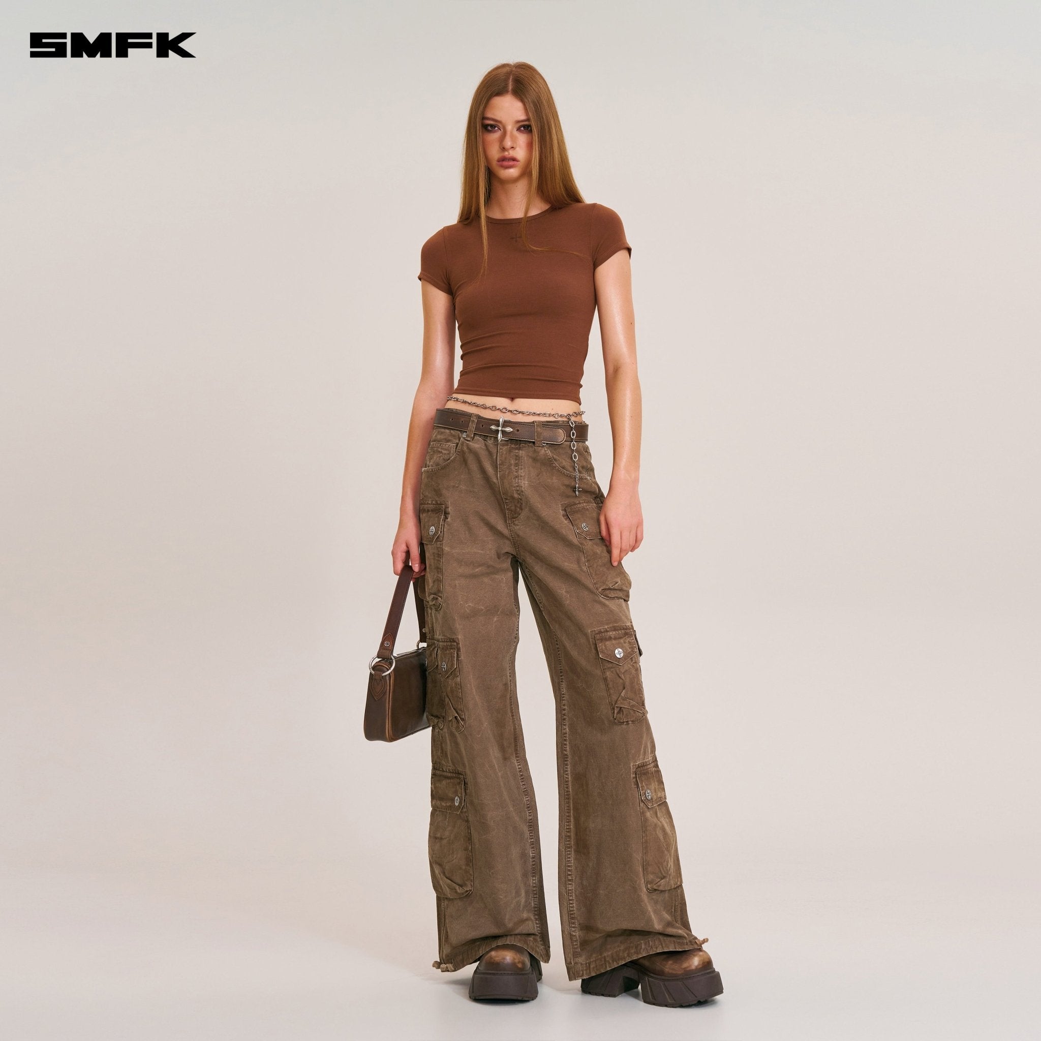 SMFK Rage Wild Origin Handcraft Drip Dyed Tower Cargo Pants In Shadow Brown | MADAX