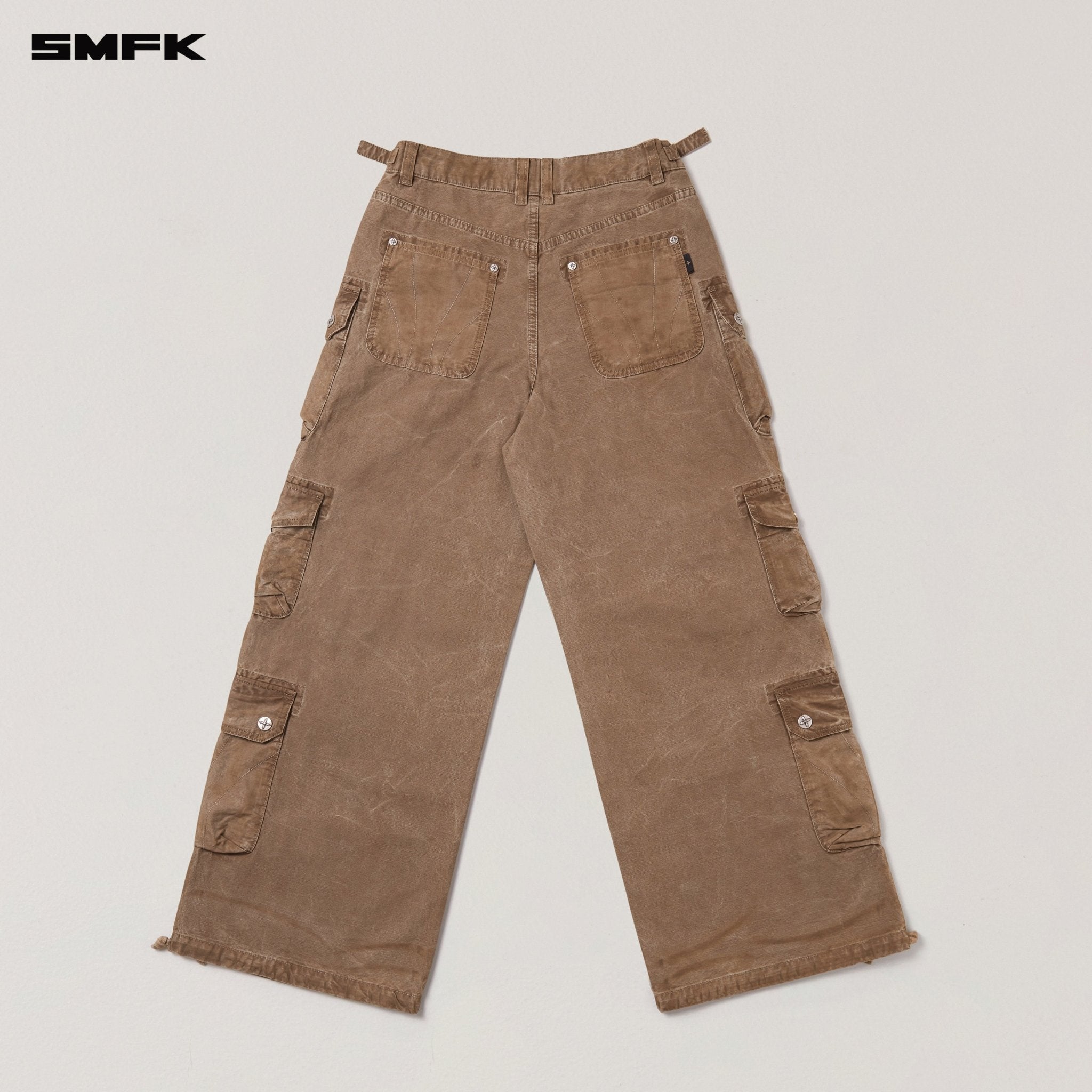 SMFK Rage Wild Origin Handcraft Drip Dyed Tower Cargo Pants In Shadow Brown | MADAX