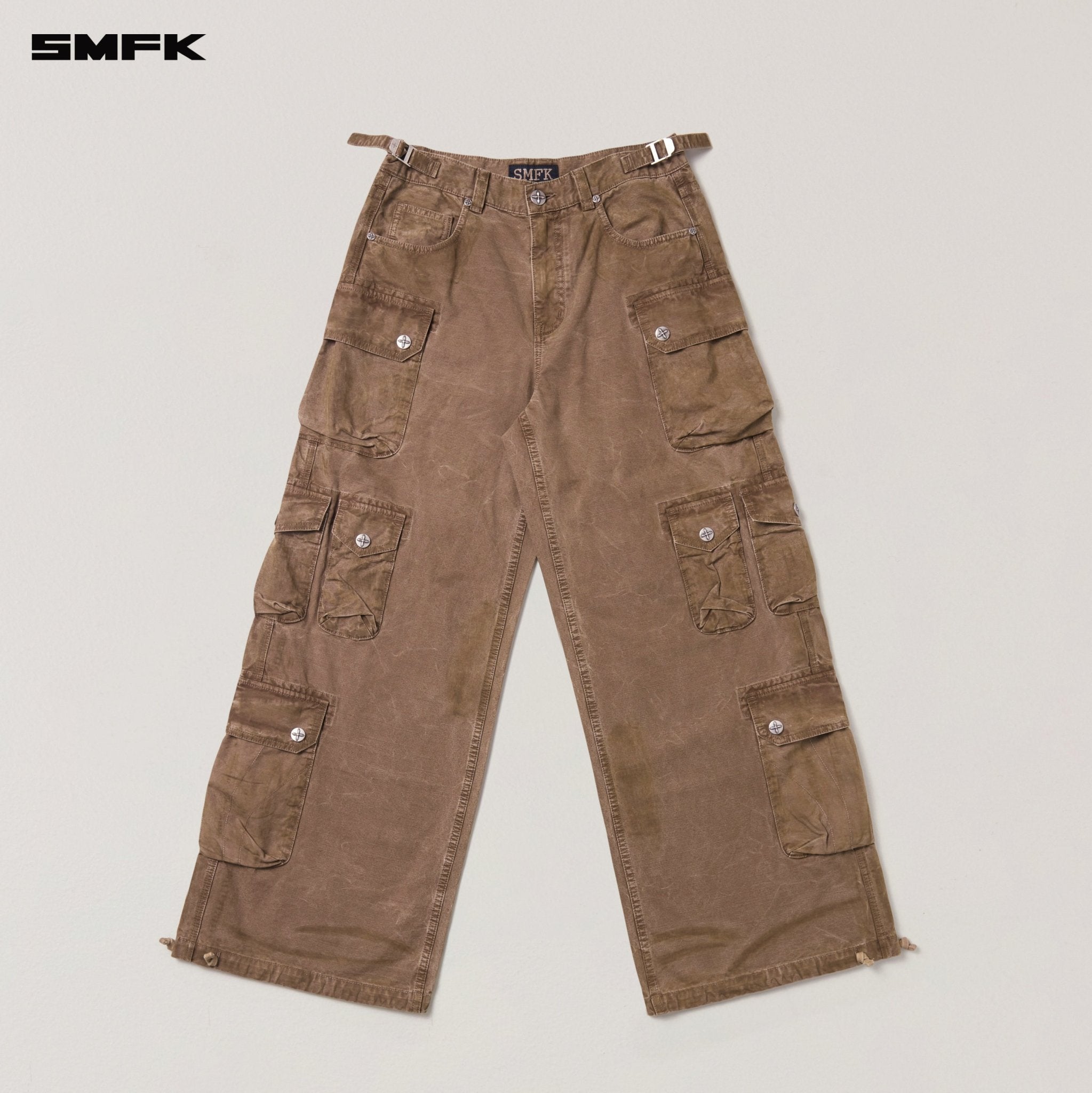 SMFK Rage Wild Origin Handcraft Drip Dyed Tower Cargo Pants In Shadow Brown | MADAX