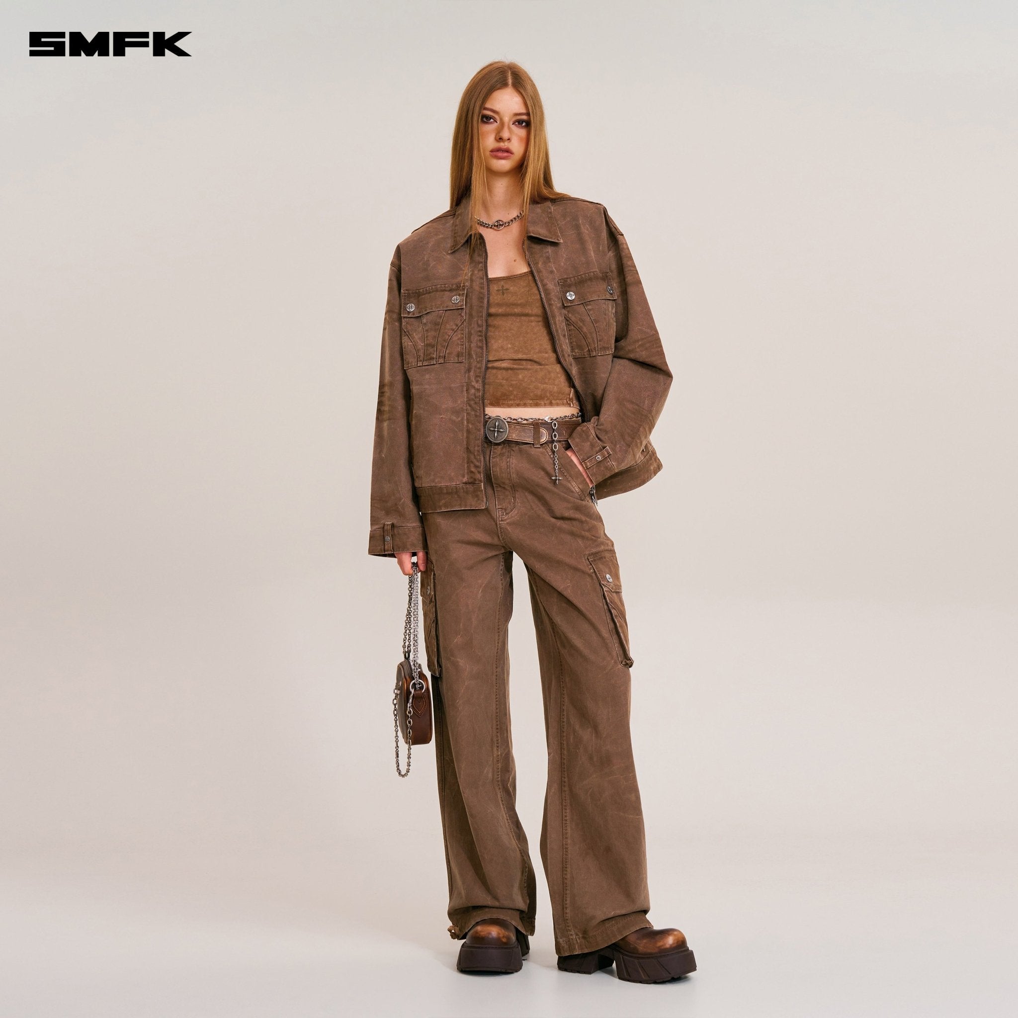 SMFK Rage - Wild Origin Handcraft Loose Cargo Jacket In Shadow Brown | MADAX