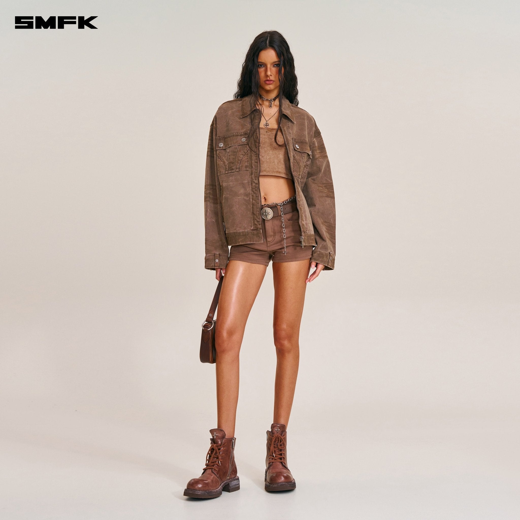 SMFK Rage - Wild Origin Handcraft Loose Cargo Jacket In Shadow Brown | MADAX