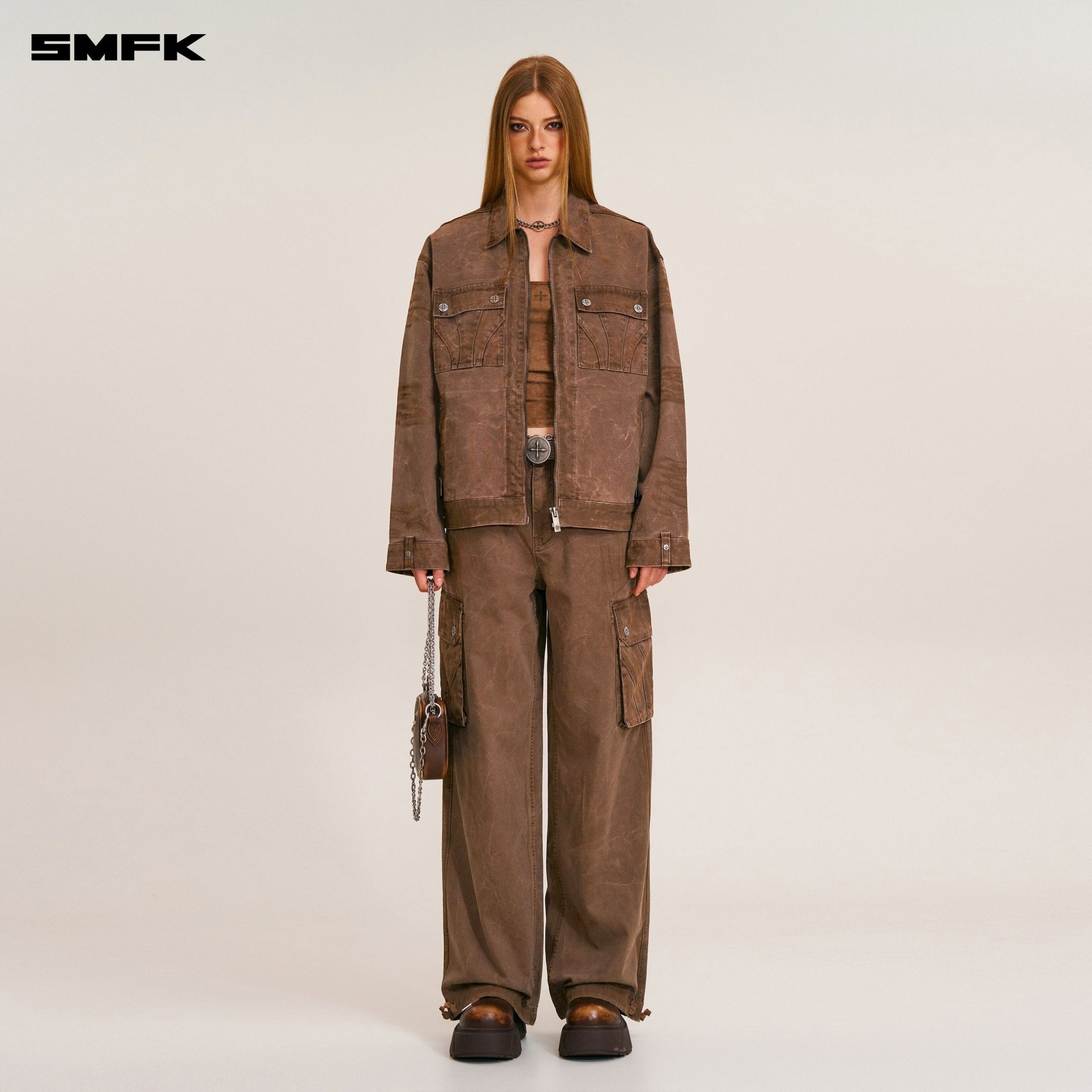 SMFK Rage - Wild Origin Handcraft Loose Cargo Jacket In Shadow Brown | MADAX