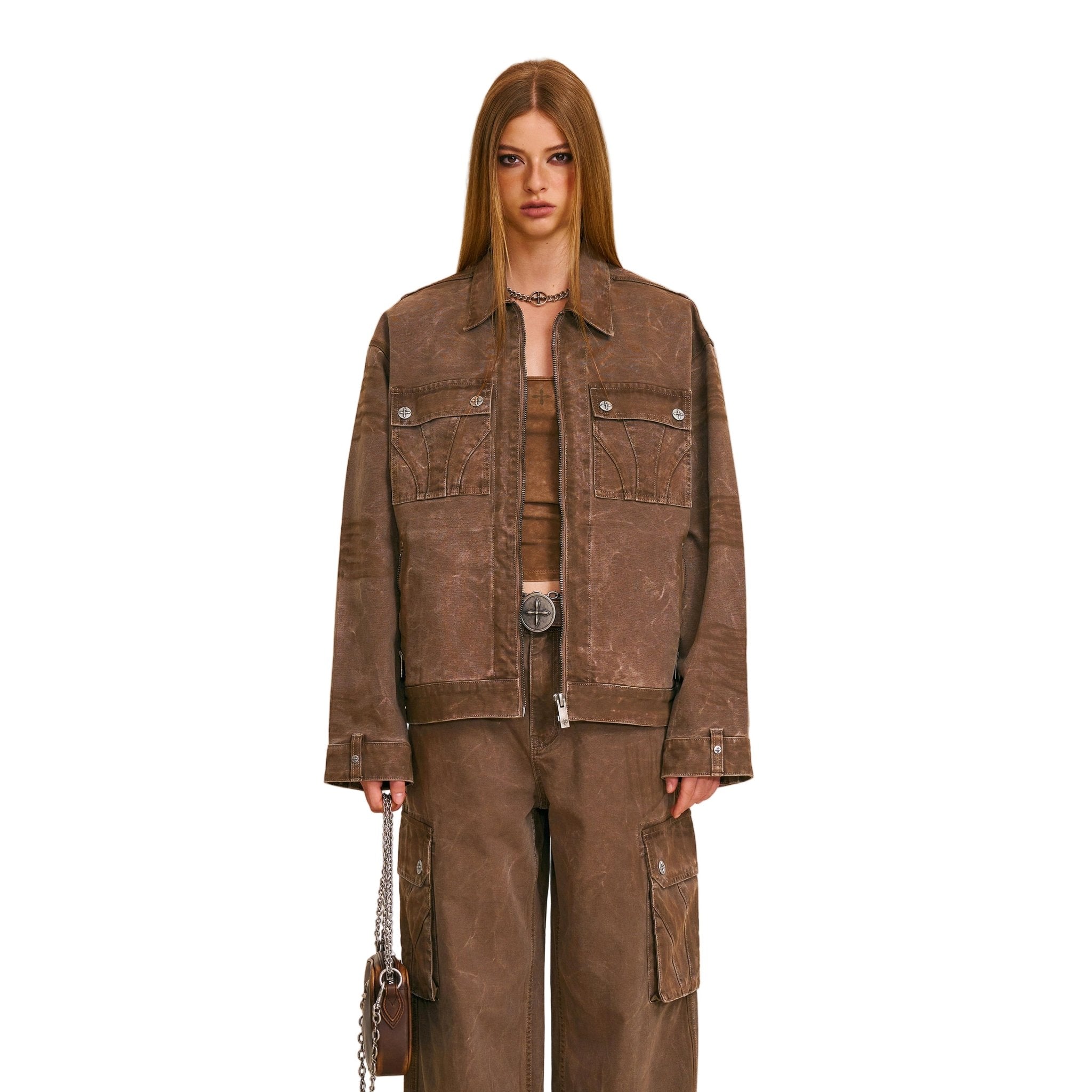 SMFK Rage - Wild Origin Handcraft Loose Cargo Jacket In Shadow Brown | MADAX