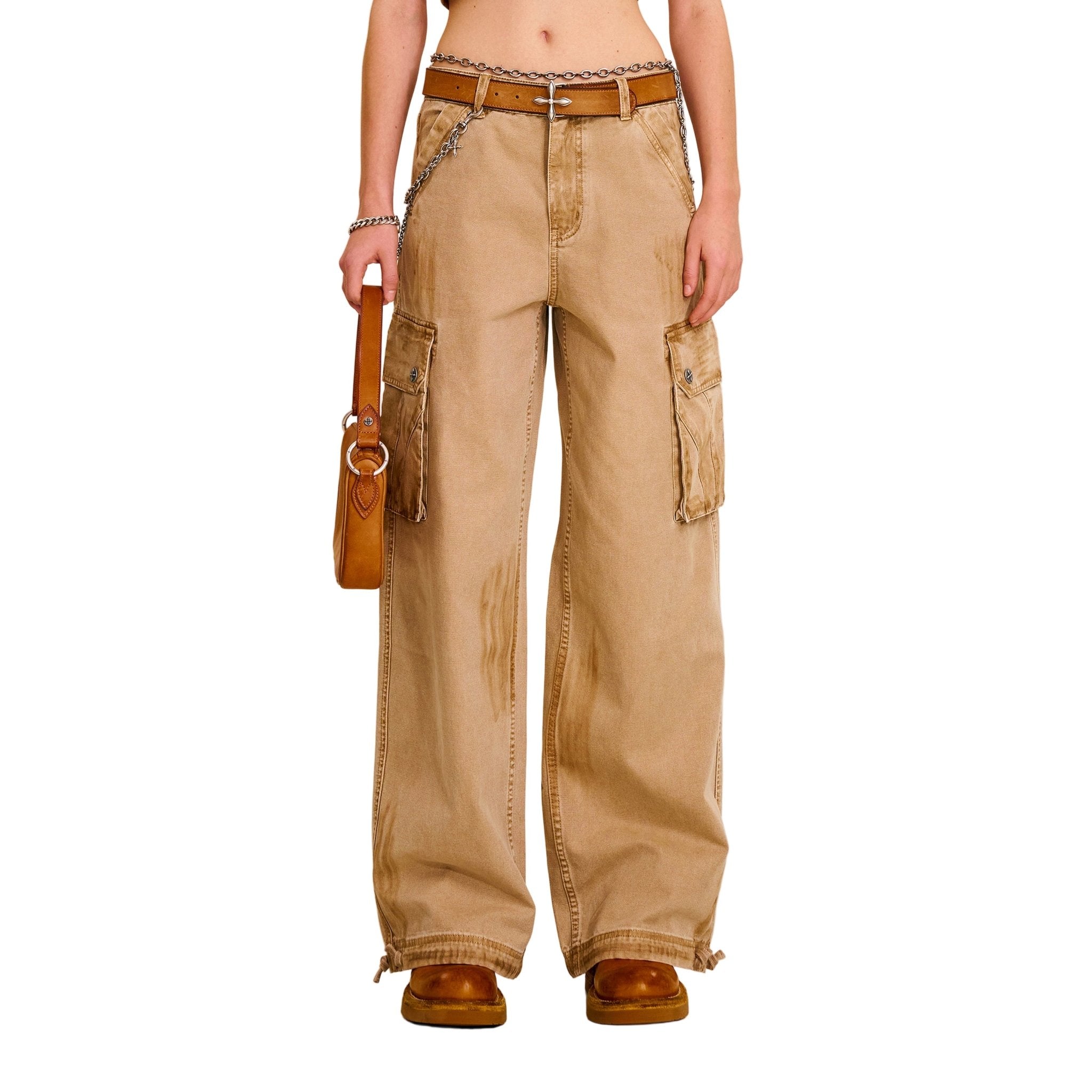 SMFK Rage - Wild Origin Handcraft Loose Straight Cargo Pants In Sand | MADAX