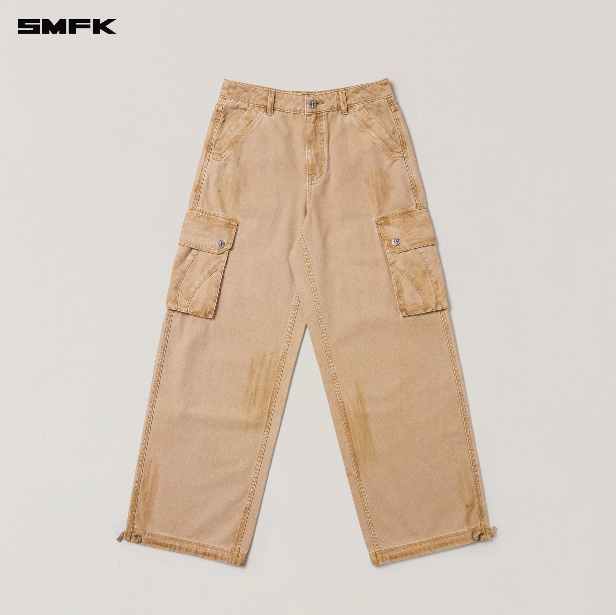 SMFK Rage - Wild Origin Handcraft Loose Straight Cargo Pants In Sand | MADAX