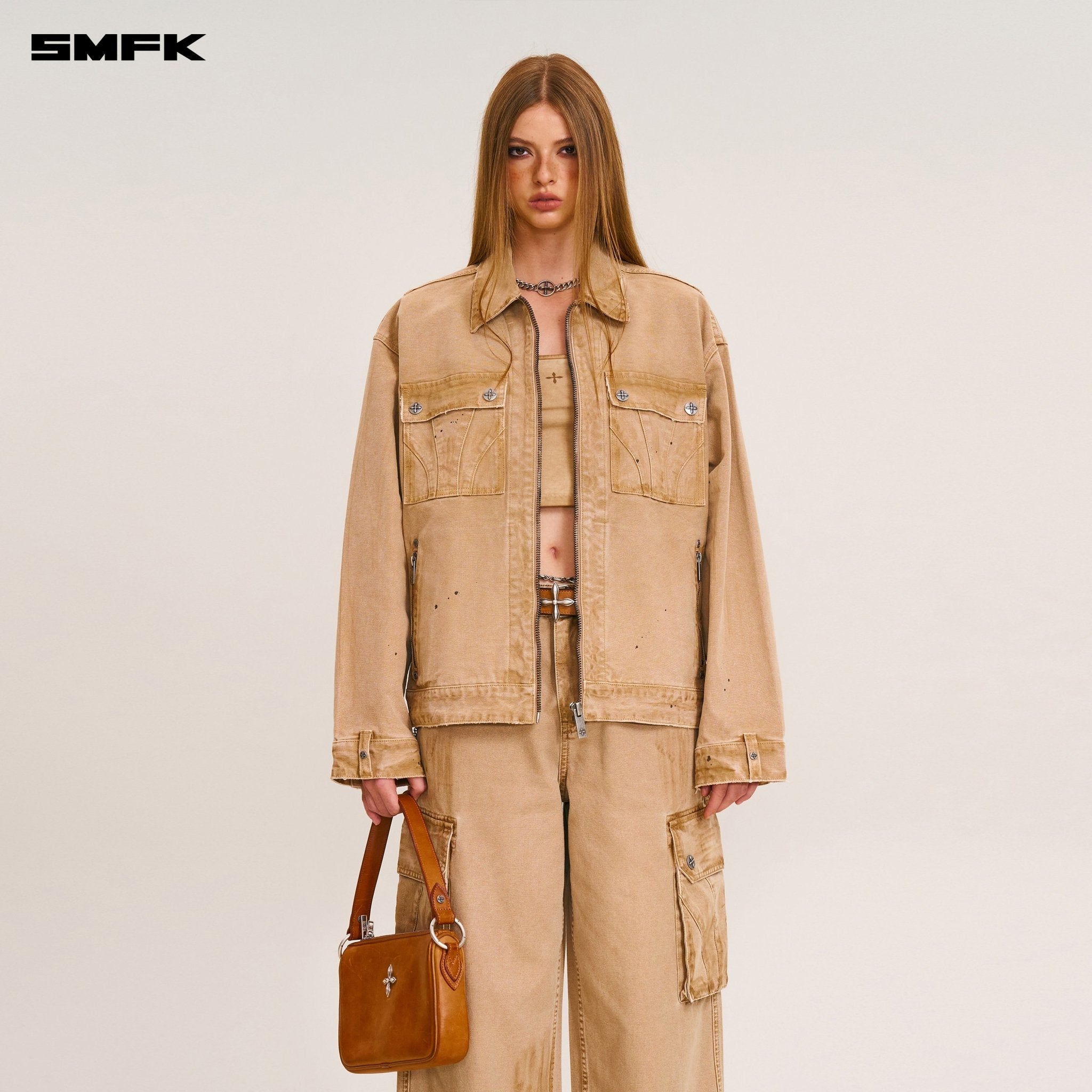 SMFK Rage - Wild Origin Handcraft Loose Straight Cargo Pants In Sand | MADAX