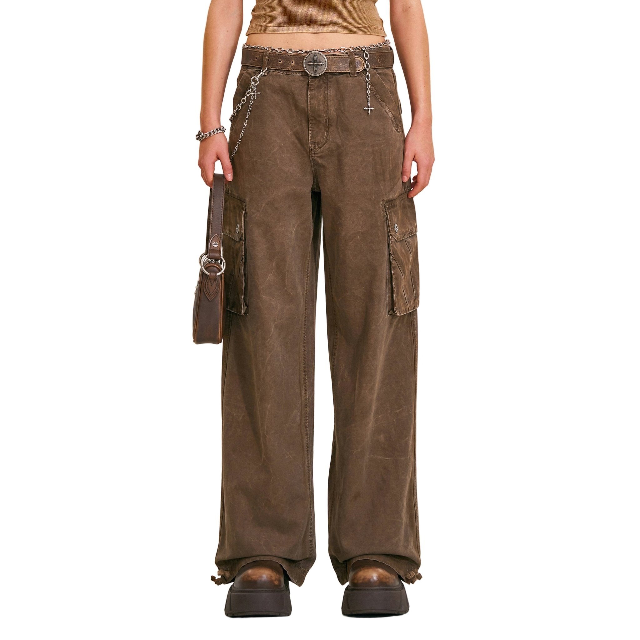 SMFK Rage - Wild Origin Handcraft Loose Straight Cargo Pants In Shadow Brown | MADAX