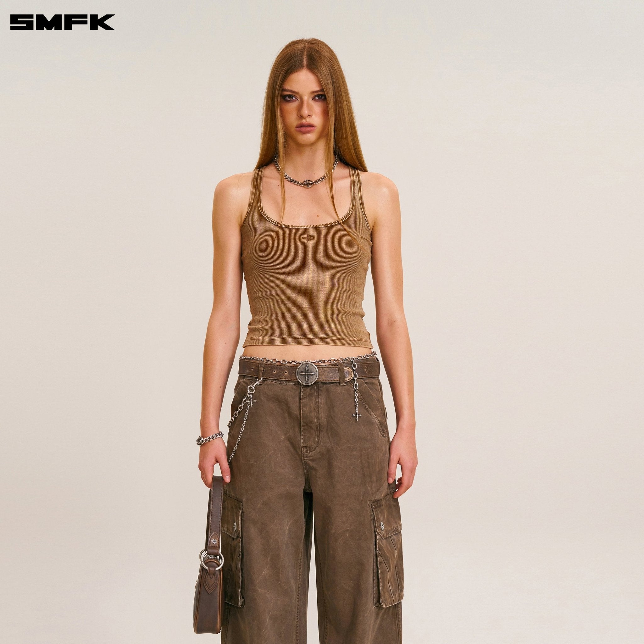 SMFK Rage - Wild Origin Handcraft Loose Straight Cargo Pants In Shadow Brown | MADAX