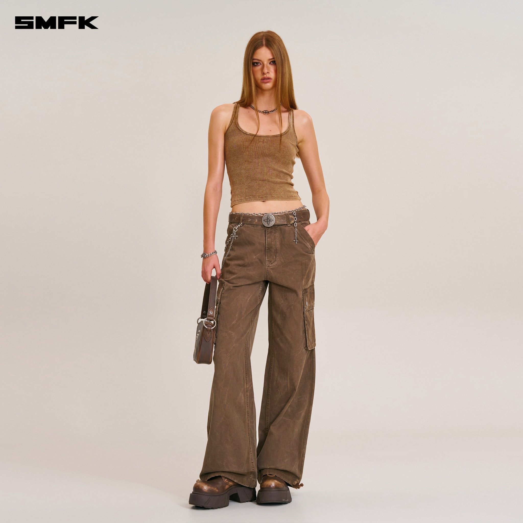 SMFK Rage - Wild Origin Handcraft Loose Straight Cargo Pants In Shadow Brown | MADAX