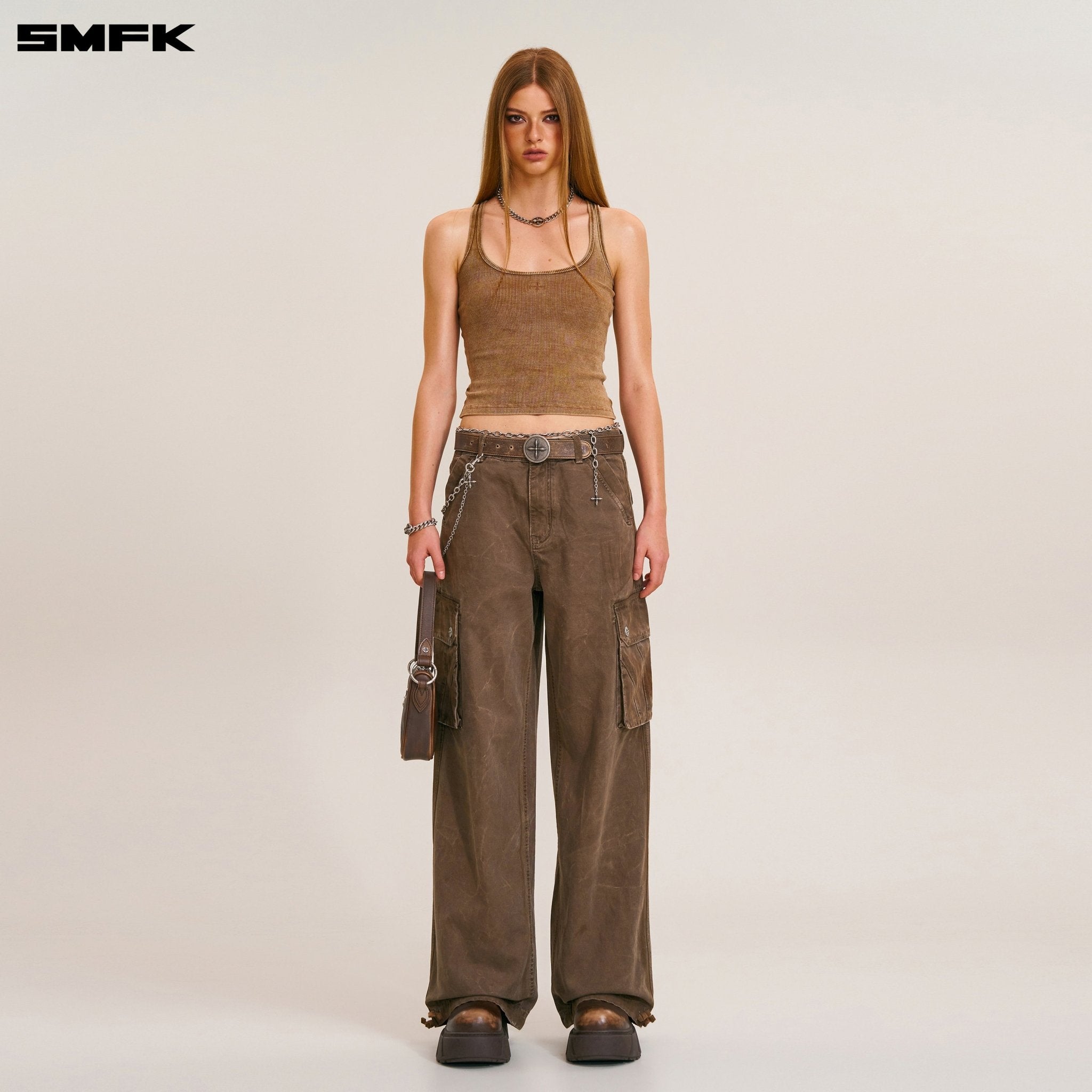 SMFK Rage - Wild Origin Handcraft Loose Straight Cargo Pants In Shadow Brown | MADAX