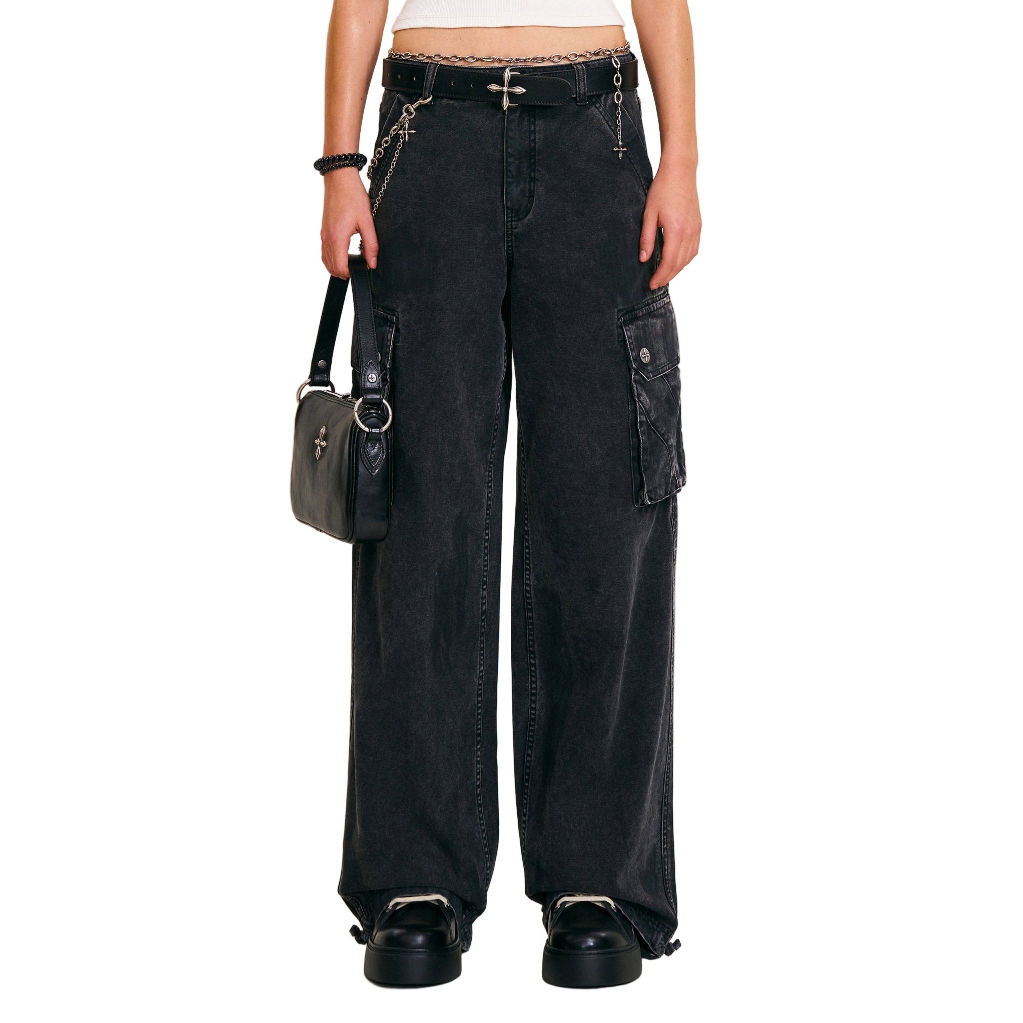 SMFK Rage - Wild Origin Handcraft Loose Straight Cargo Pants In Wild Black | MADAX