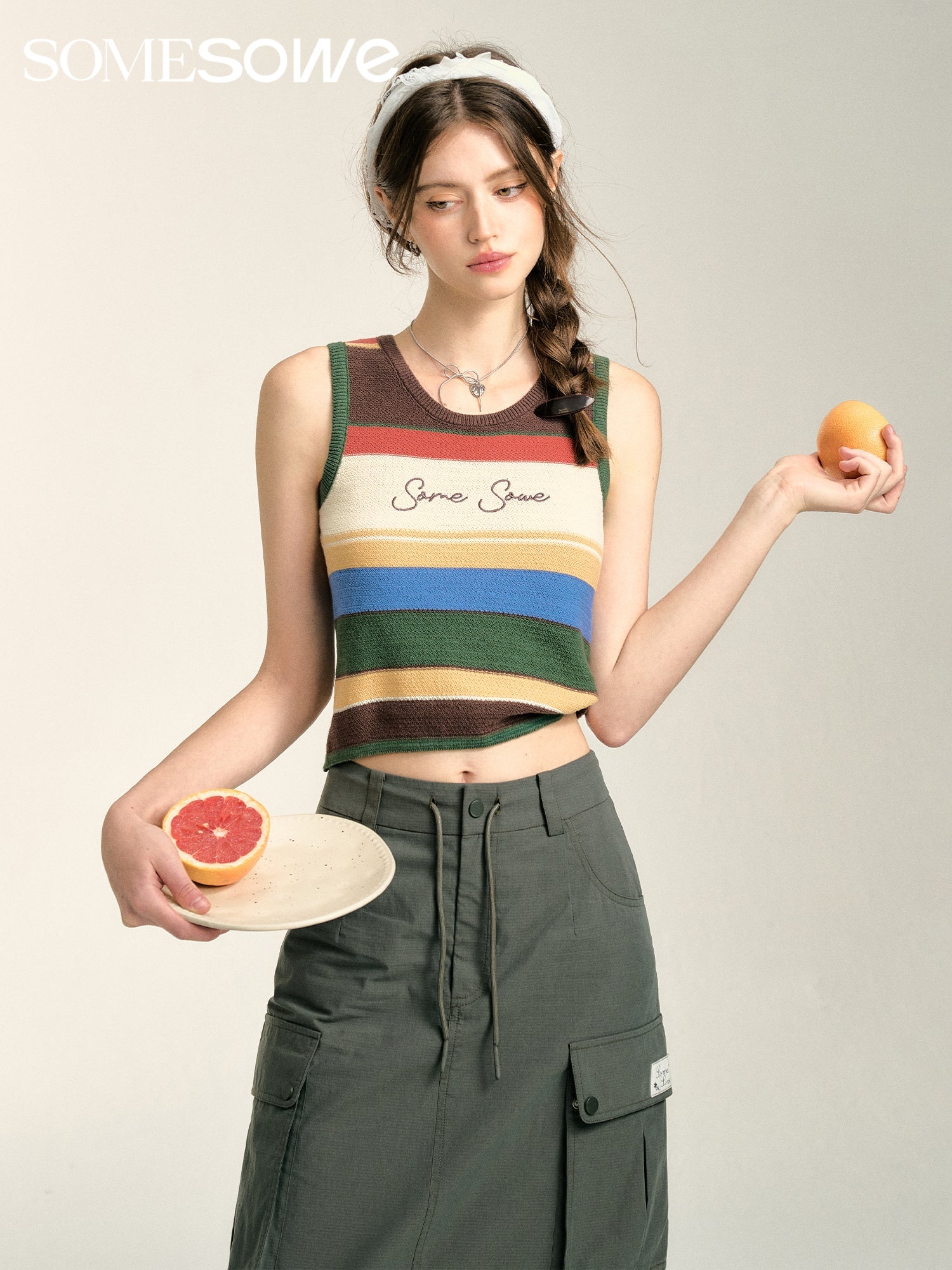 SOMESOWE Rainbow Embroidered Knitted Tank Top | MADA IN CHINA