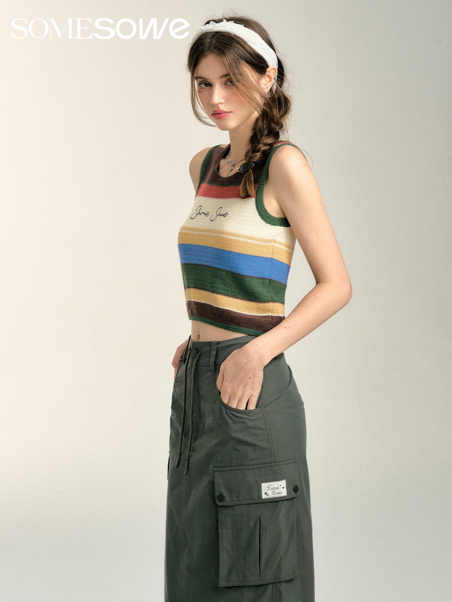 SOMESOWE Rainbow Embroidered Knitted Tank Top | MADA IN CHINA