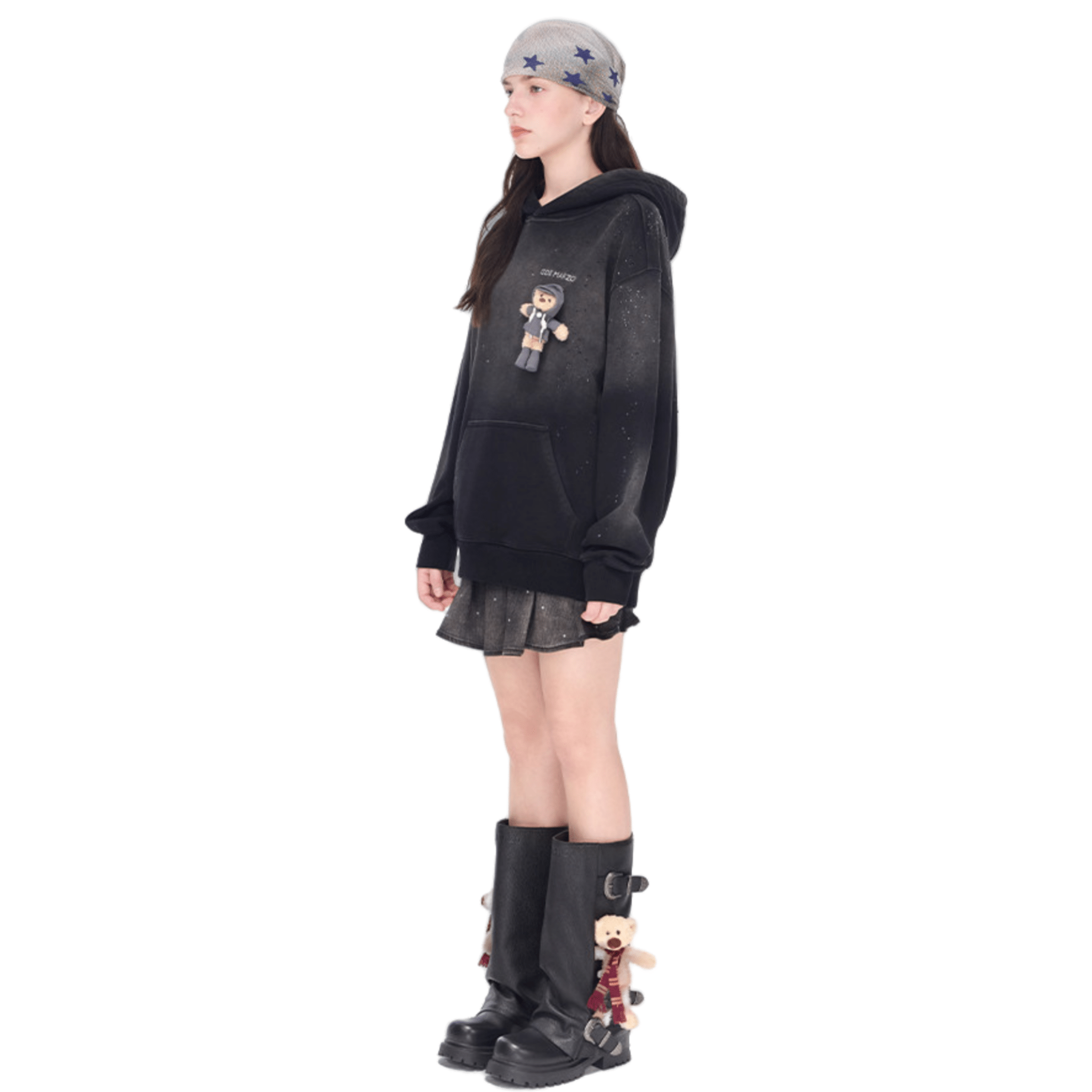 13DE MARZO Rainy Day Hoodie in Black | MADAX