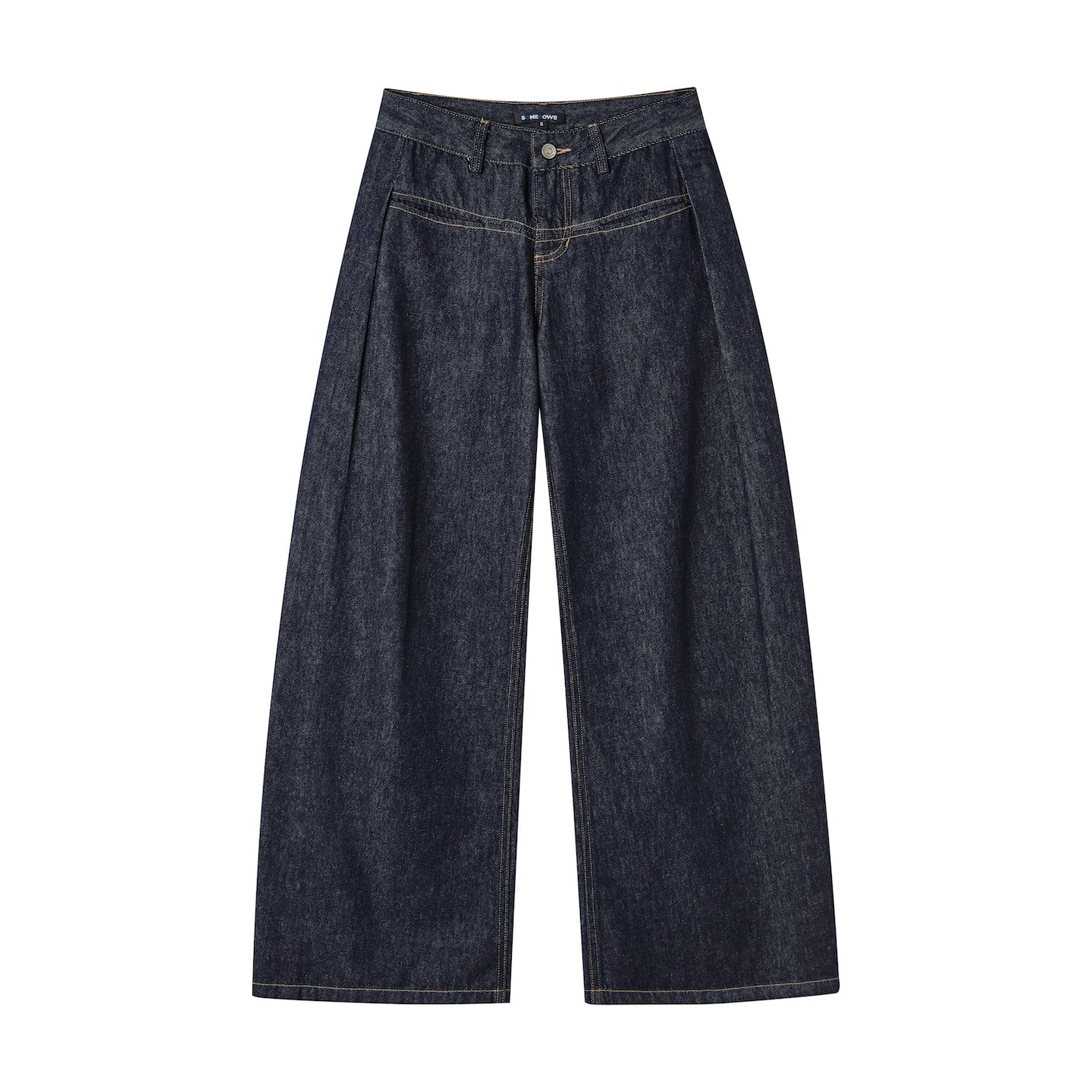 SOMESOWE Raw Denim Pleated Banana Pants In Dark Blue | MADAX