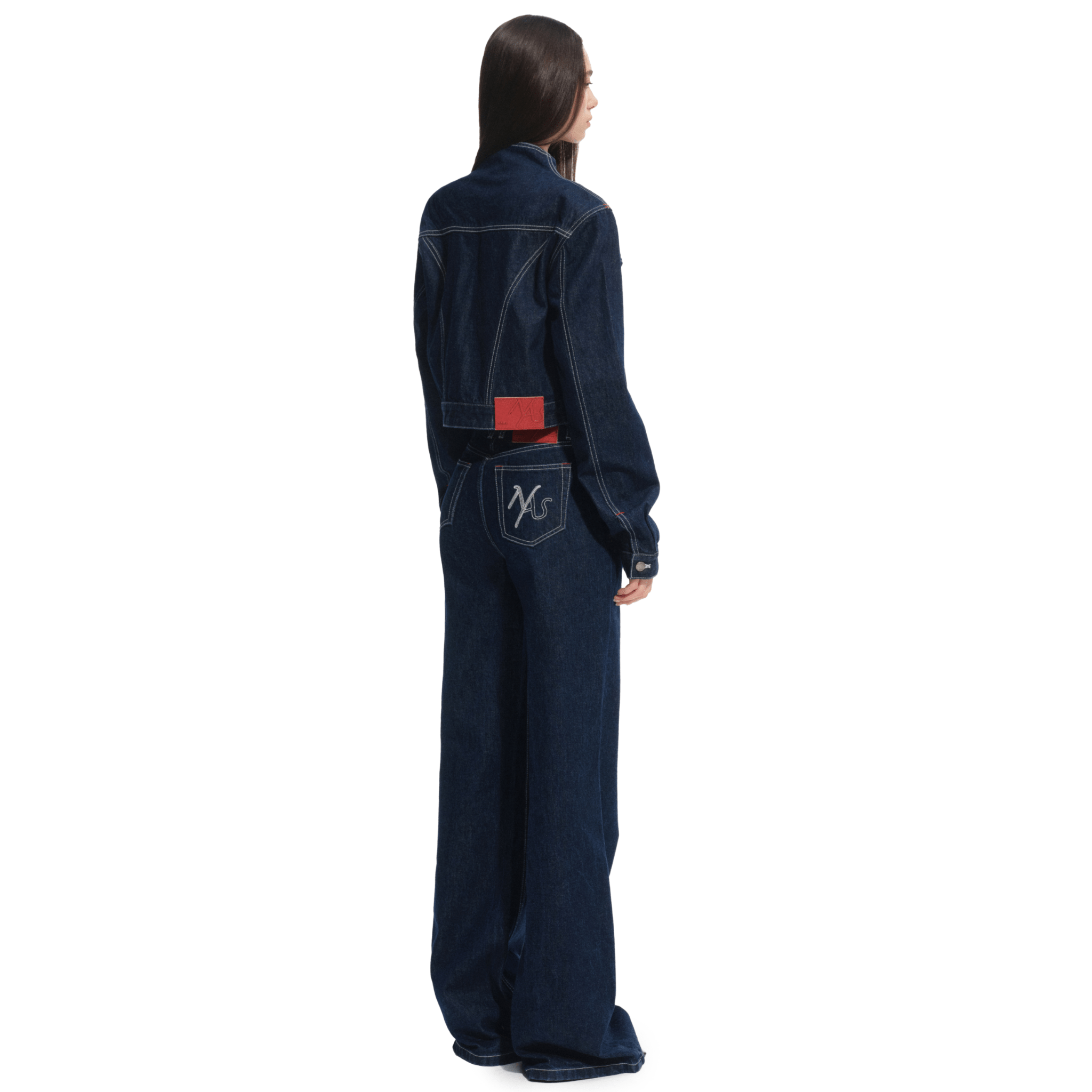 NAWS Red Dot Italian Denim Jacket in Dark Blue | MADAX