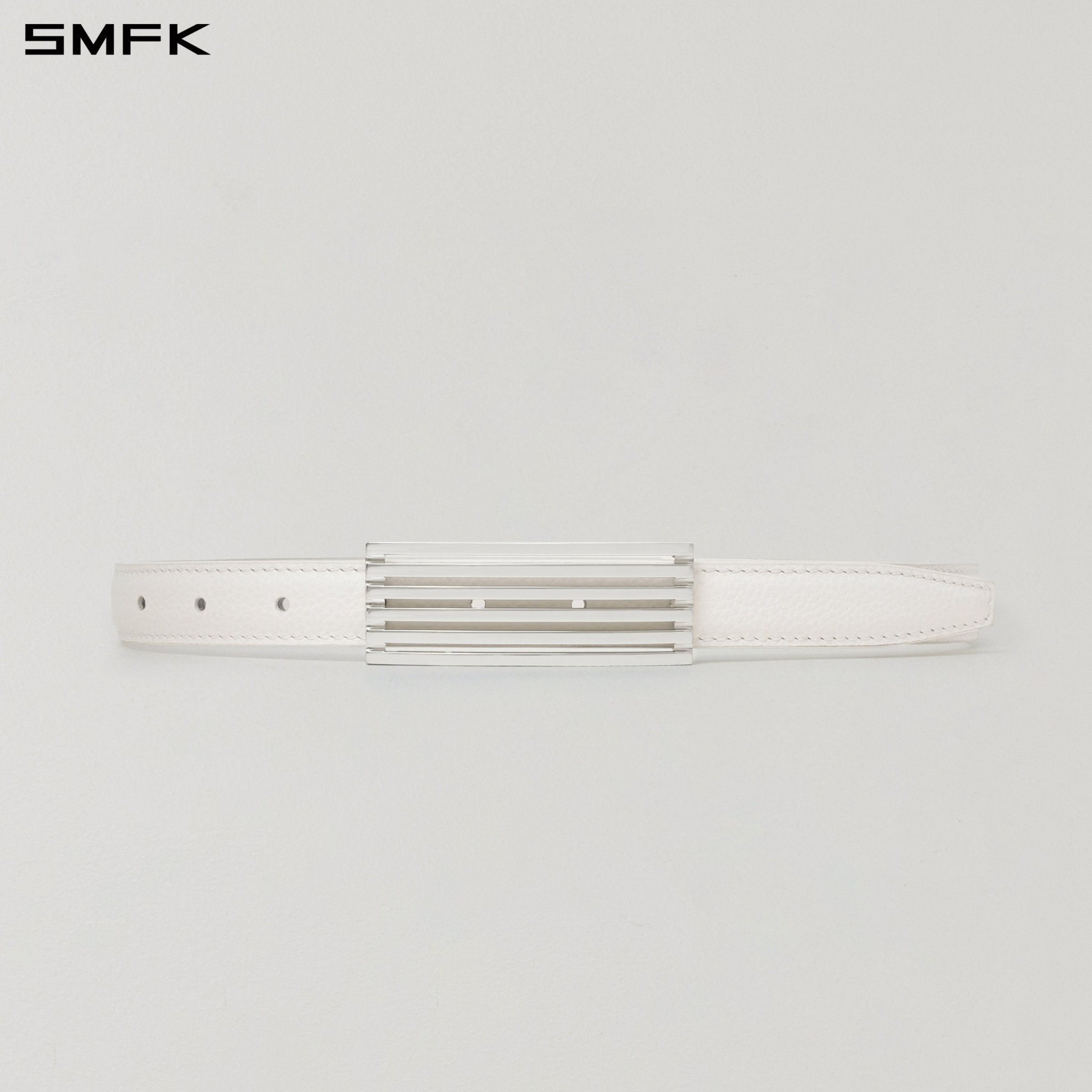 SMFK Reflection Metallic Leather Thin Belt in White | MADAX