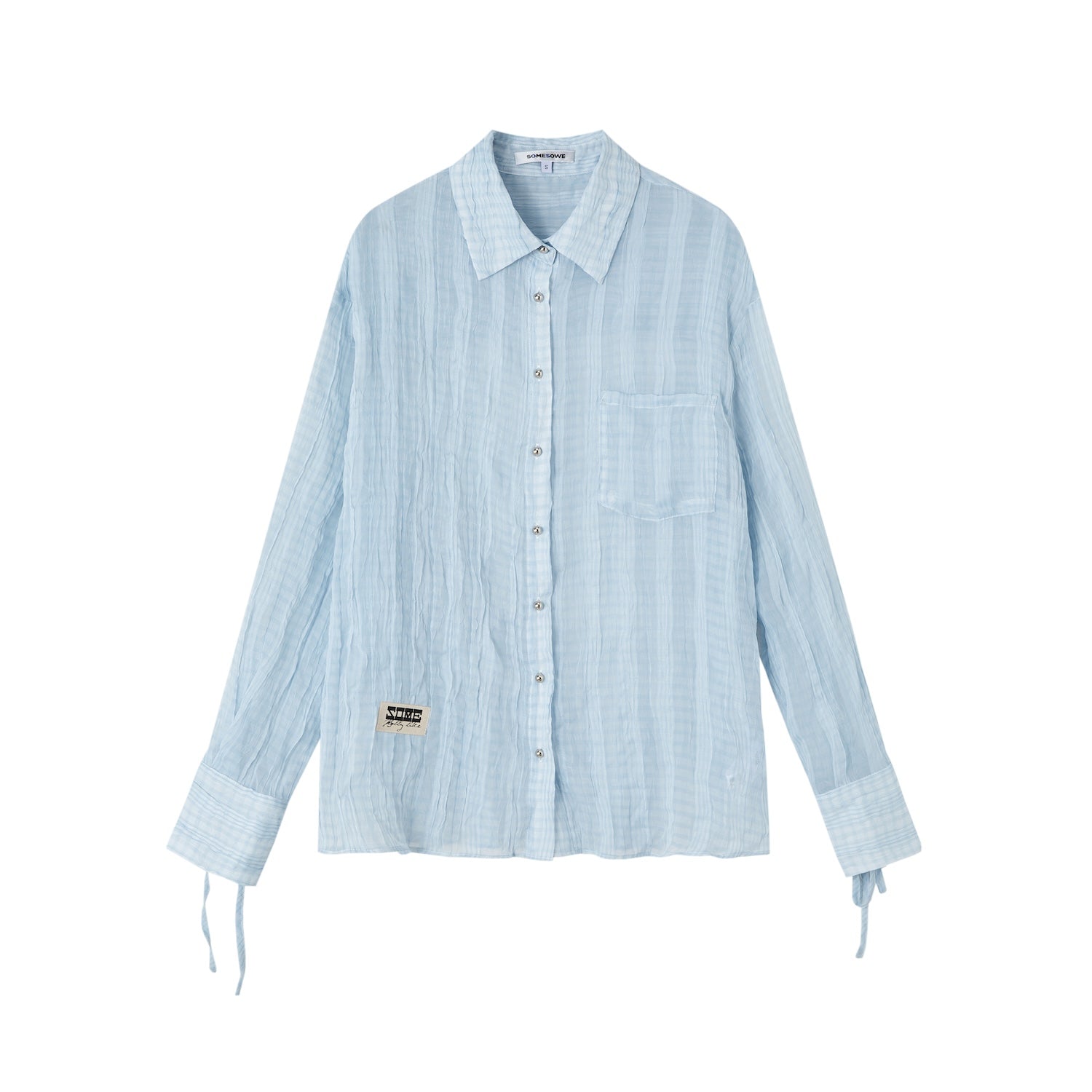 SOMESOWE Relaxed Pleated Slightly Transparent Shirt In Blue | MADAX