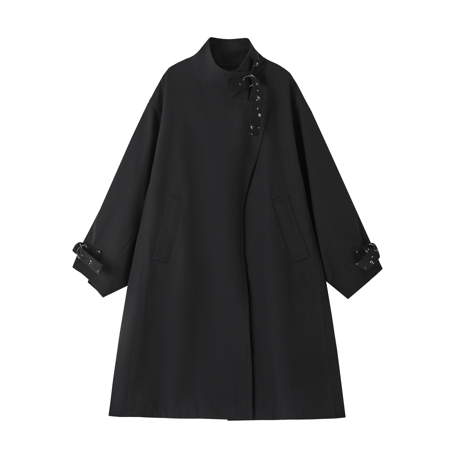 SOMESOWE Retro Casual Silhouette Trench Coat In Black | MADAX