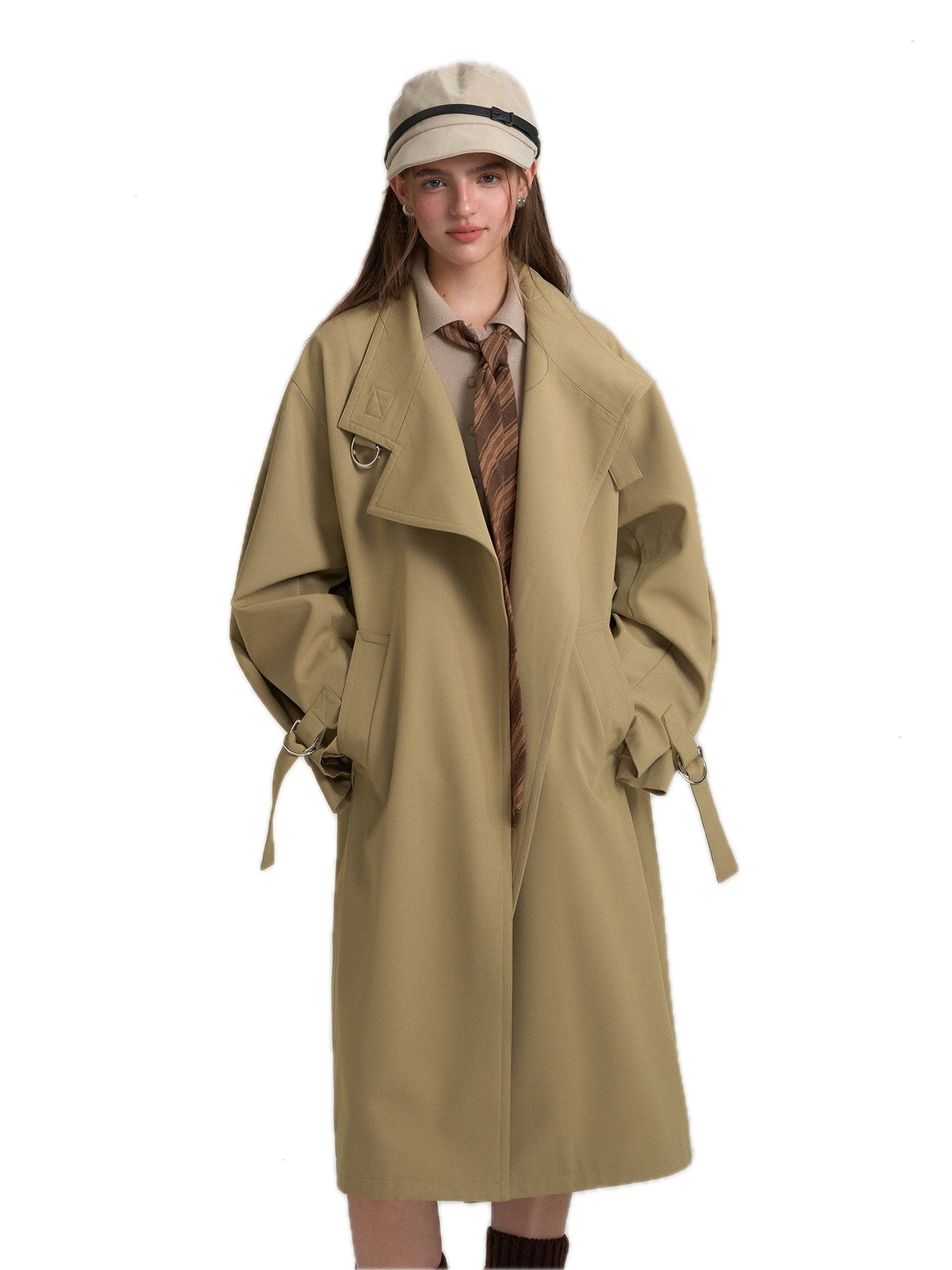 SOMESOWE Retro Casual Silhouette Trench Coat In Khaki | MADAX