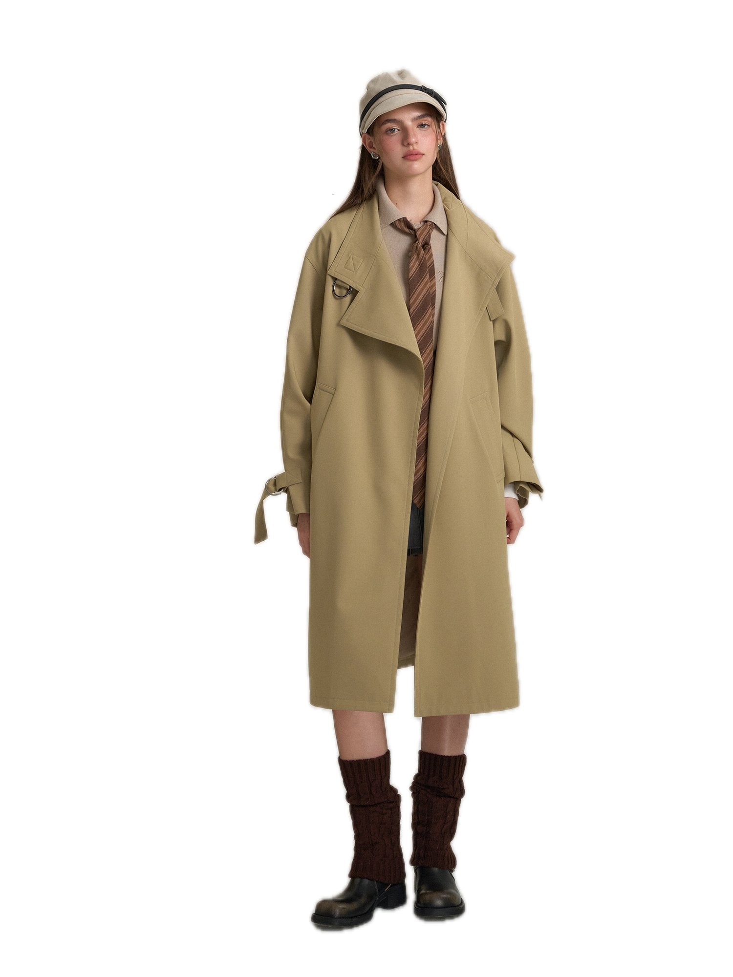 SOMESOWE Retro Casual Silhouette Trench Coat In Khaki | MADAX