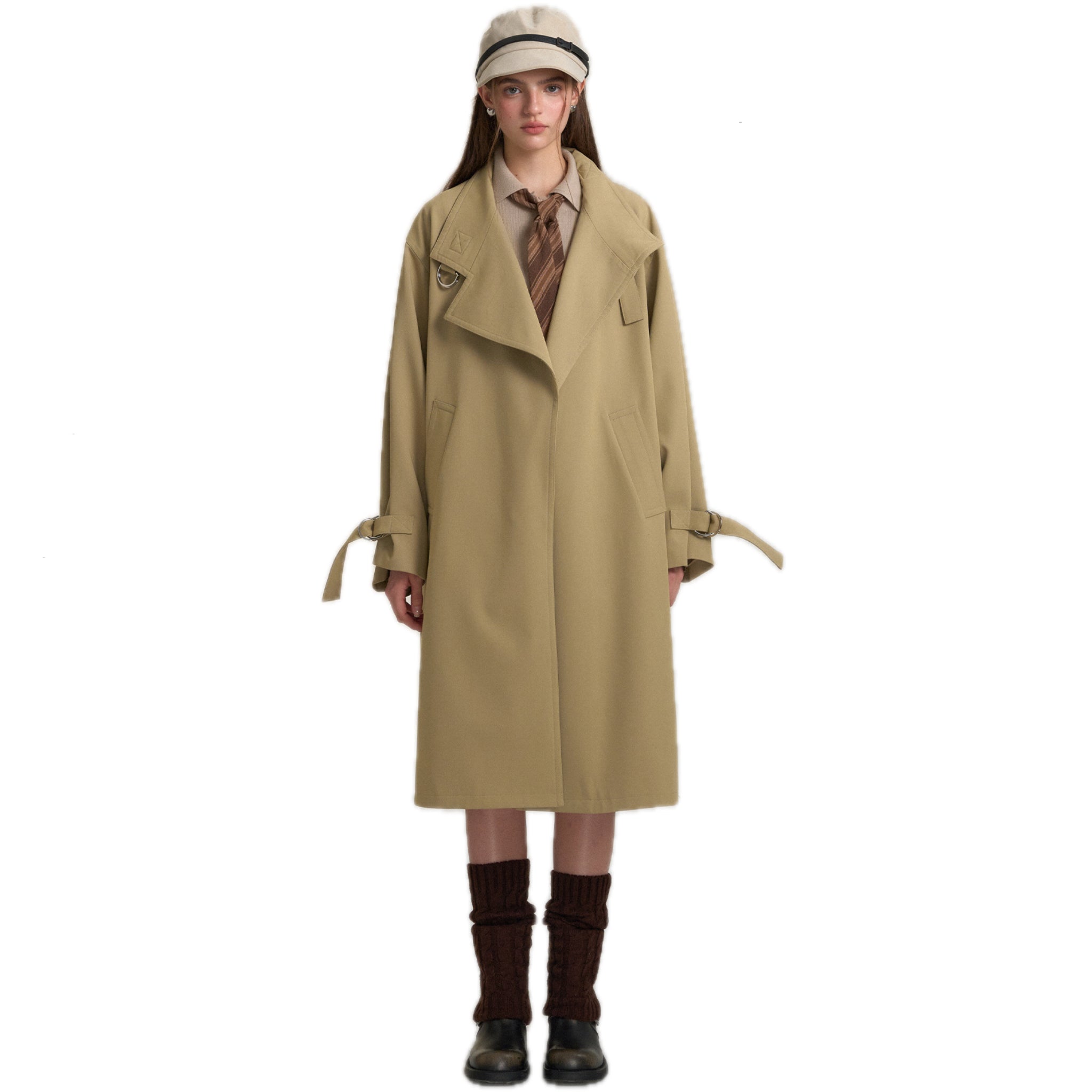 SOMESOWE Retro Casual Silhouette Trench Coat In Khaki | MADAX