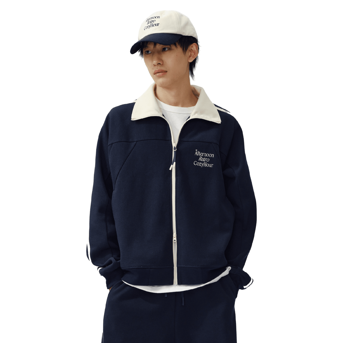 ARCH Retro Color-blocked Sports Jacket in Dark Blue | MADAX