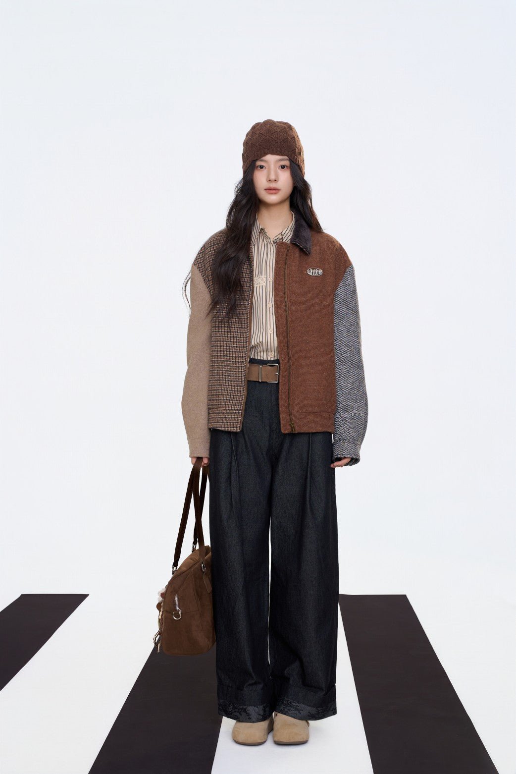 AIMME SPARROW Retro Patchwork Jacket In Brown | MADAX