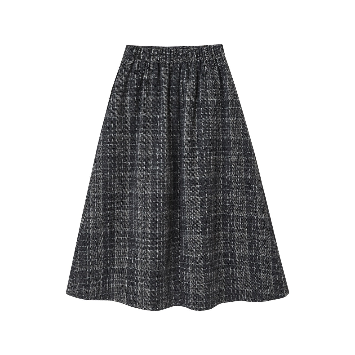 SOMESOWE Retro Plaid Pleated Midi Skirt In Gray | MADAX