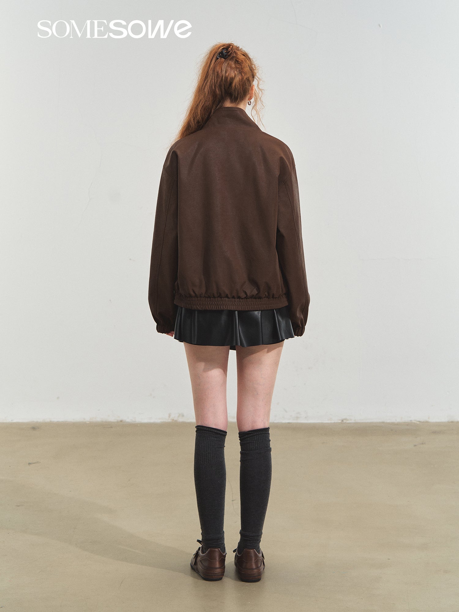 SOMESOWE Retro Reversible Stand Collar Jacket In Brown | MADAX