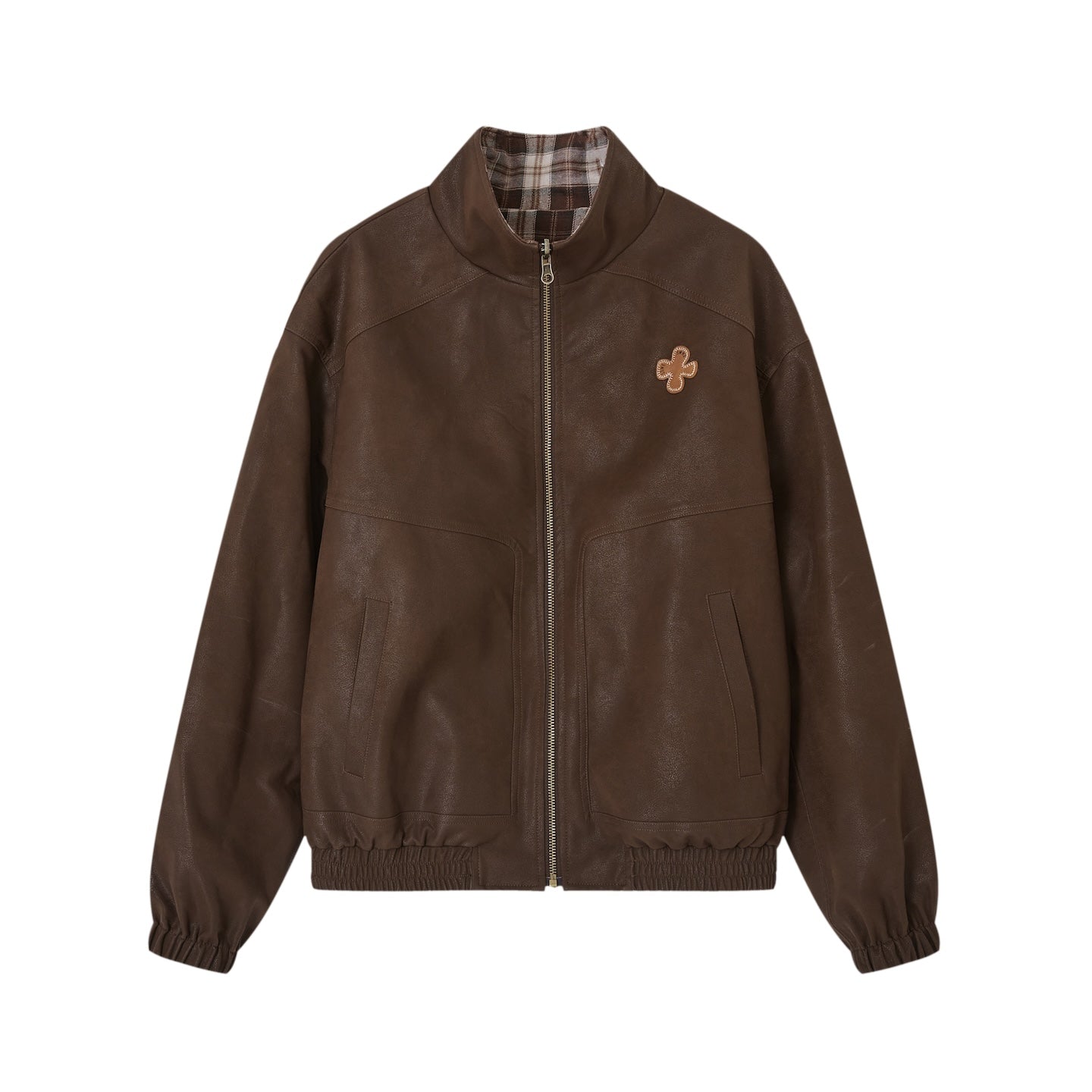 Retro Reversible Stand Collar Jacket In Brown | MADAX