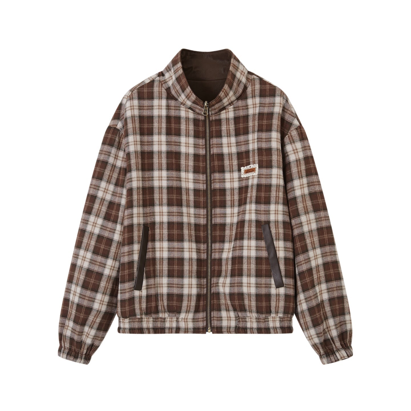Retro Reversible Stand Collar Jacket In Brown | MADAX