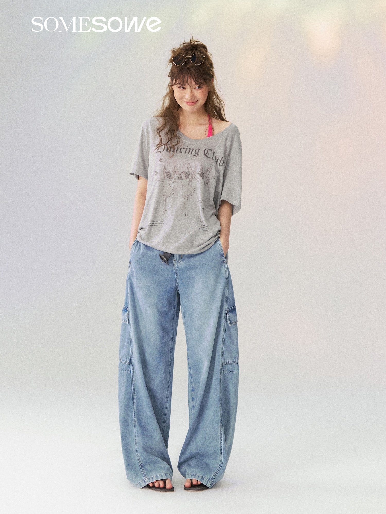 SOMESOWE Retro Short-Sleeved T-Shirt in Gray | MADAX