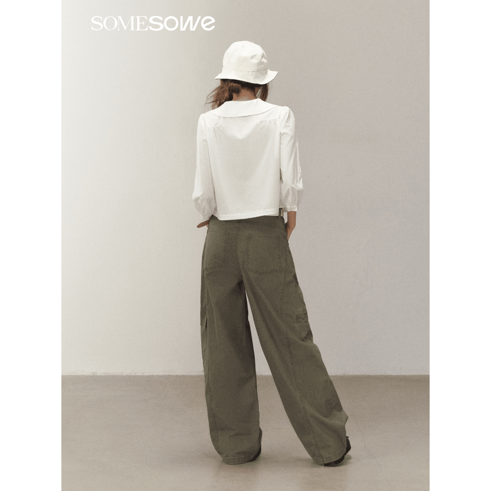SOMESOWE Retro Split Cargo Casual Pants in Green | MADAX