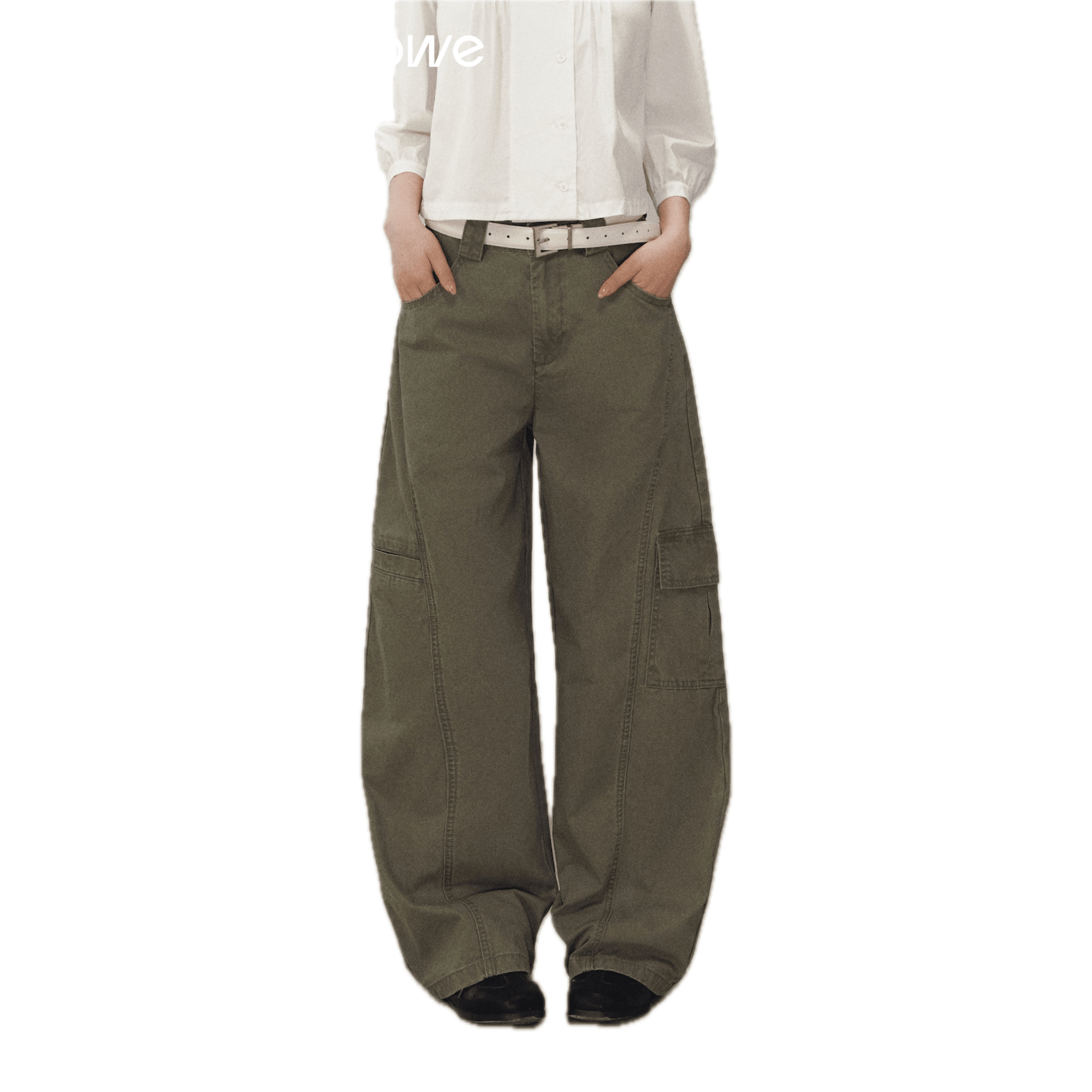 SOMESOWE Retro Split Cargo Casual Pants in Green | MADAX
