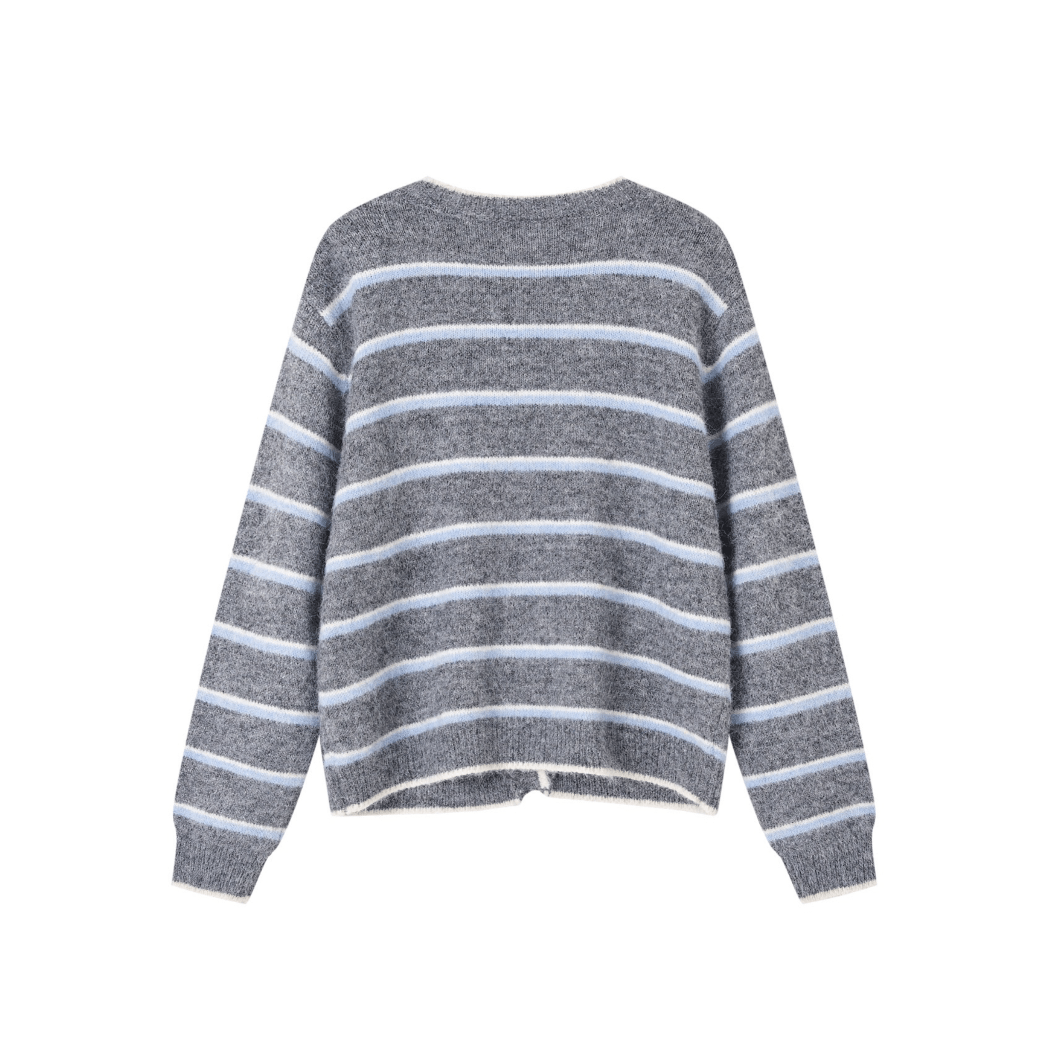 SOMESOWE Retro Striped Cardigan in Gray | MADAX