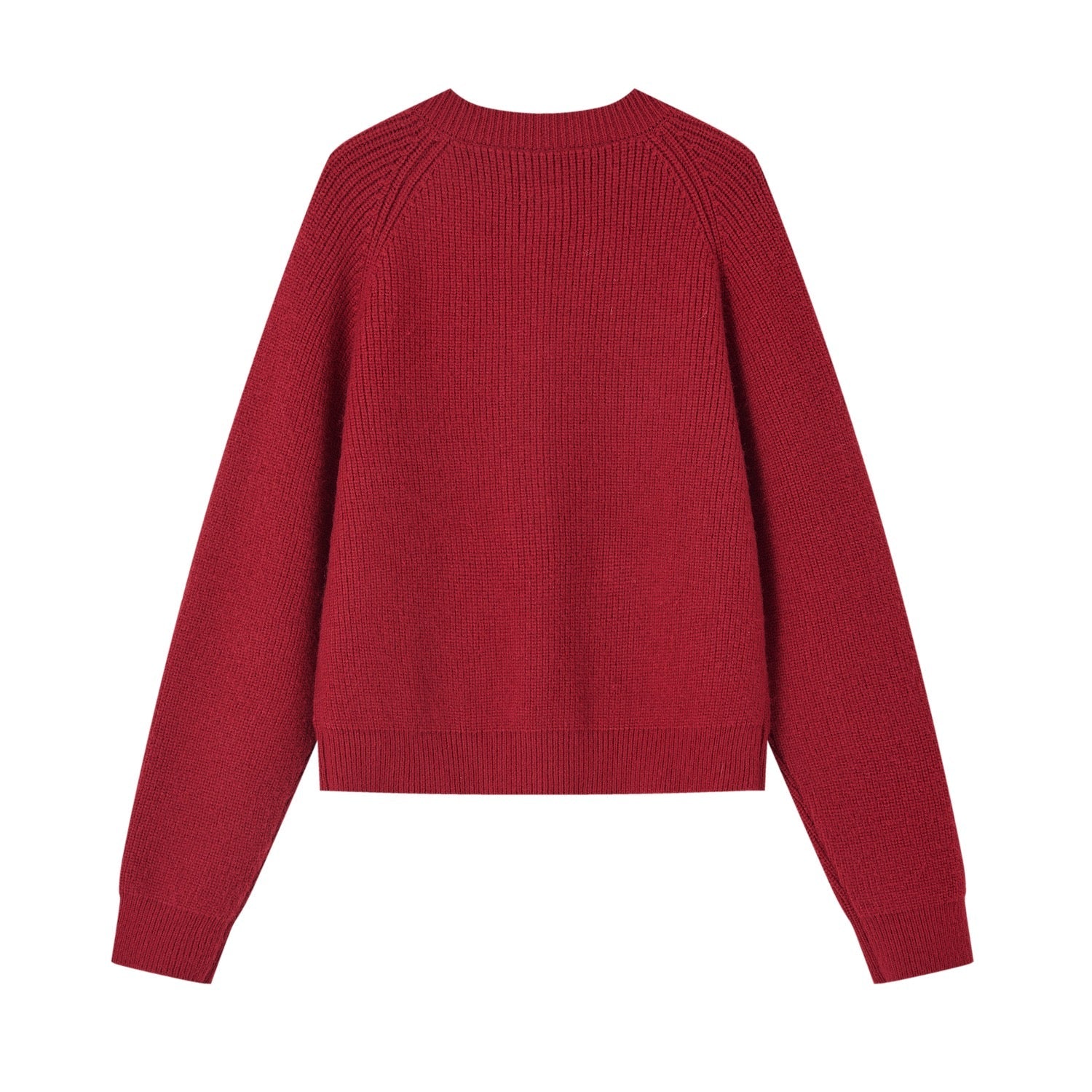 SOMESOWE Retro Toggle Button Crew Neck Cardigan In Red | MADAX