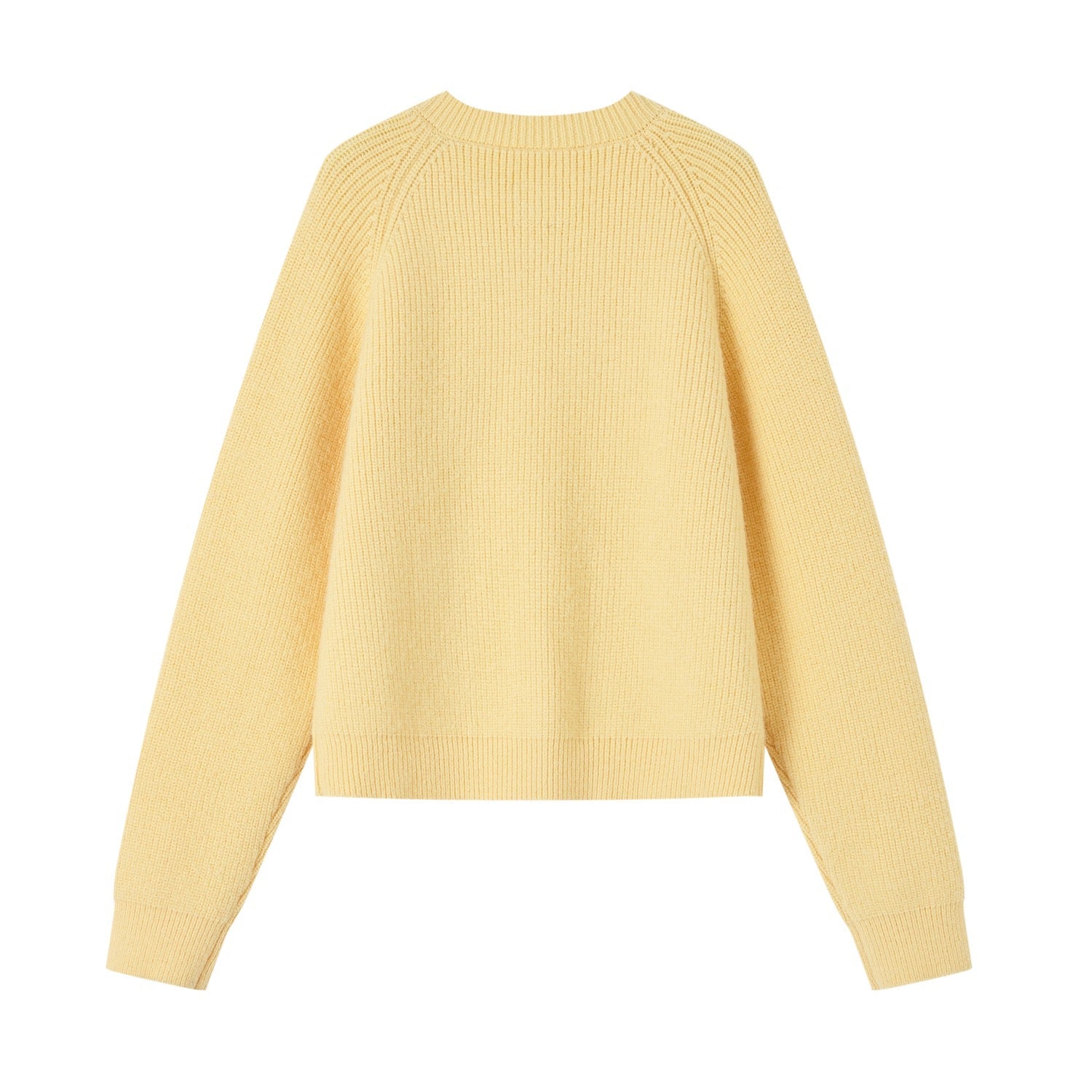SOMESOWE Retro Toggle Button Crew Neck Cardigan In Yellow | MADAX