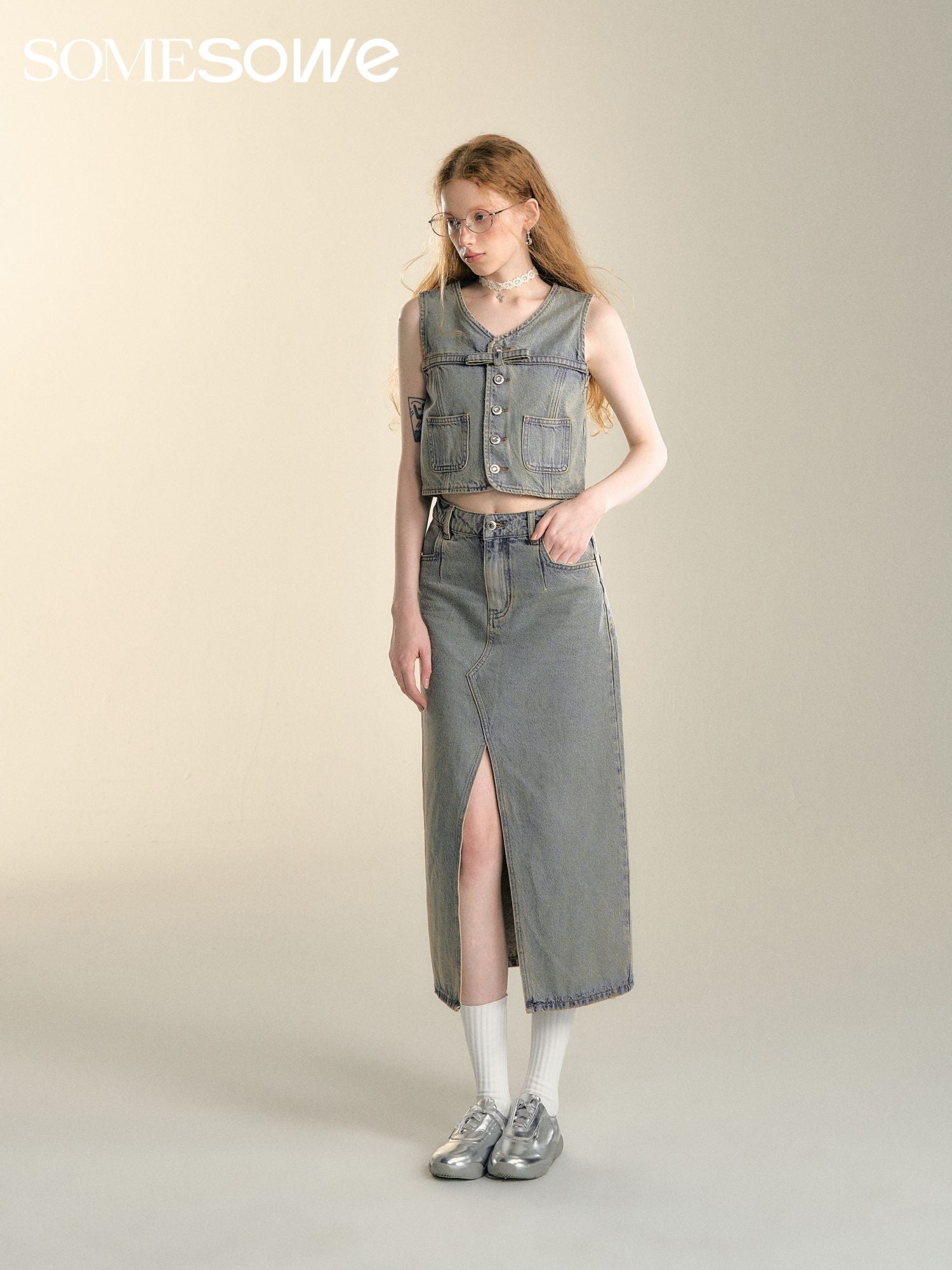 SOMESOWE Retro Washed Denim Skirt | MADA IN CHINA