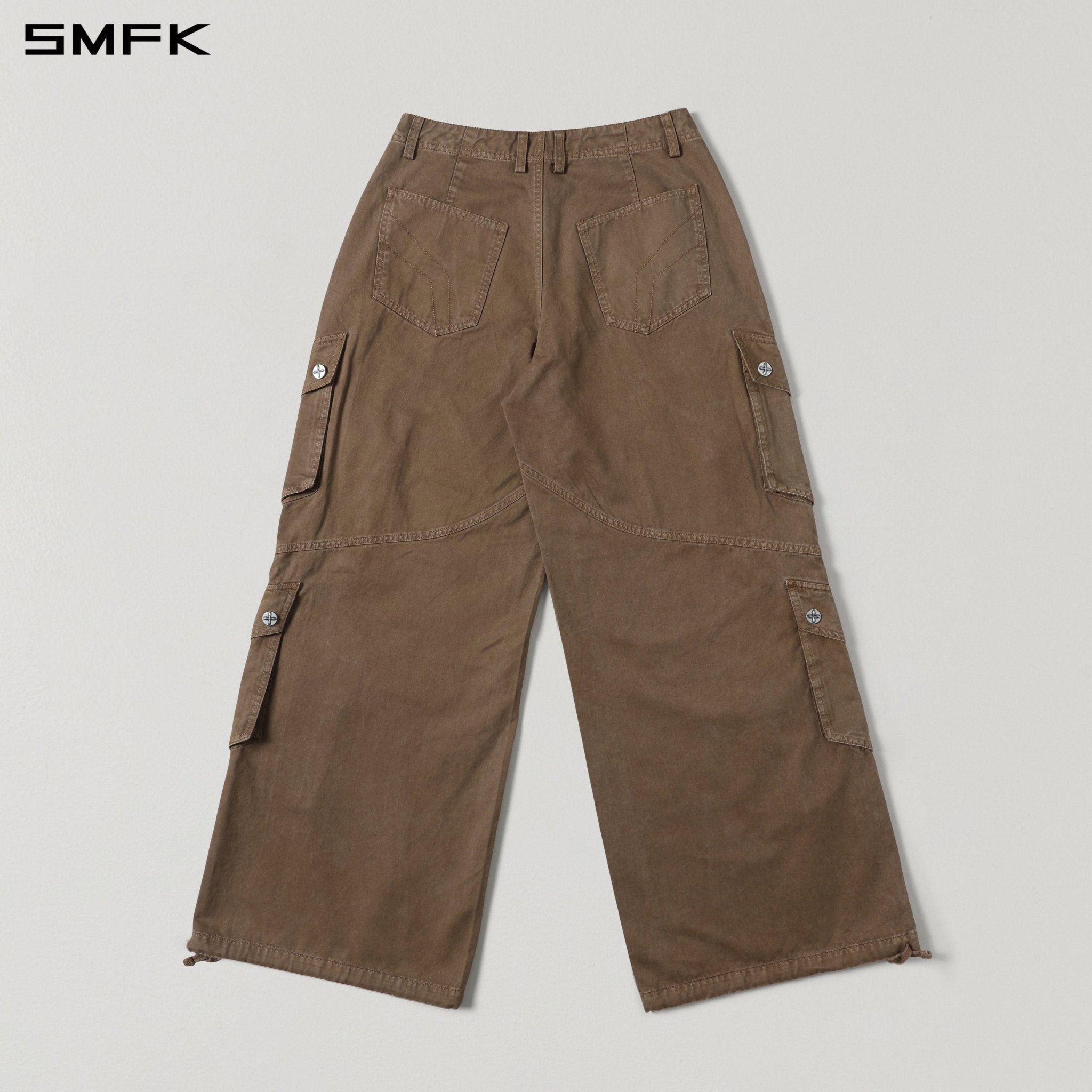 SMFK Retro Wide-Leg Cargo Pants in Brown | MADAX
