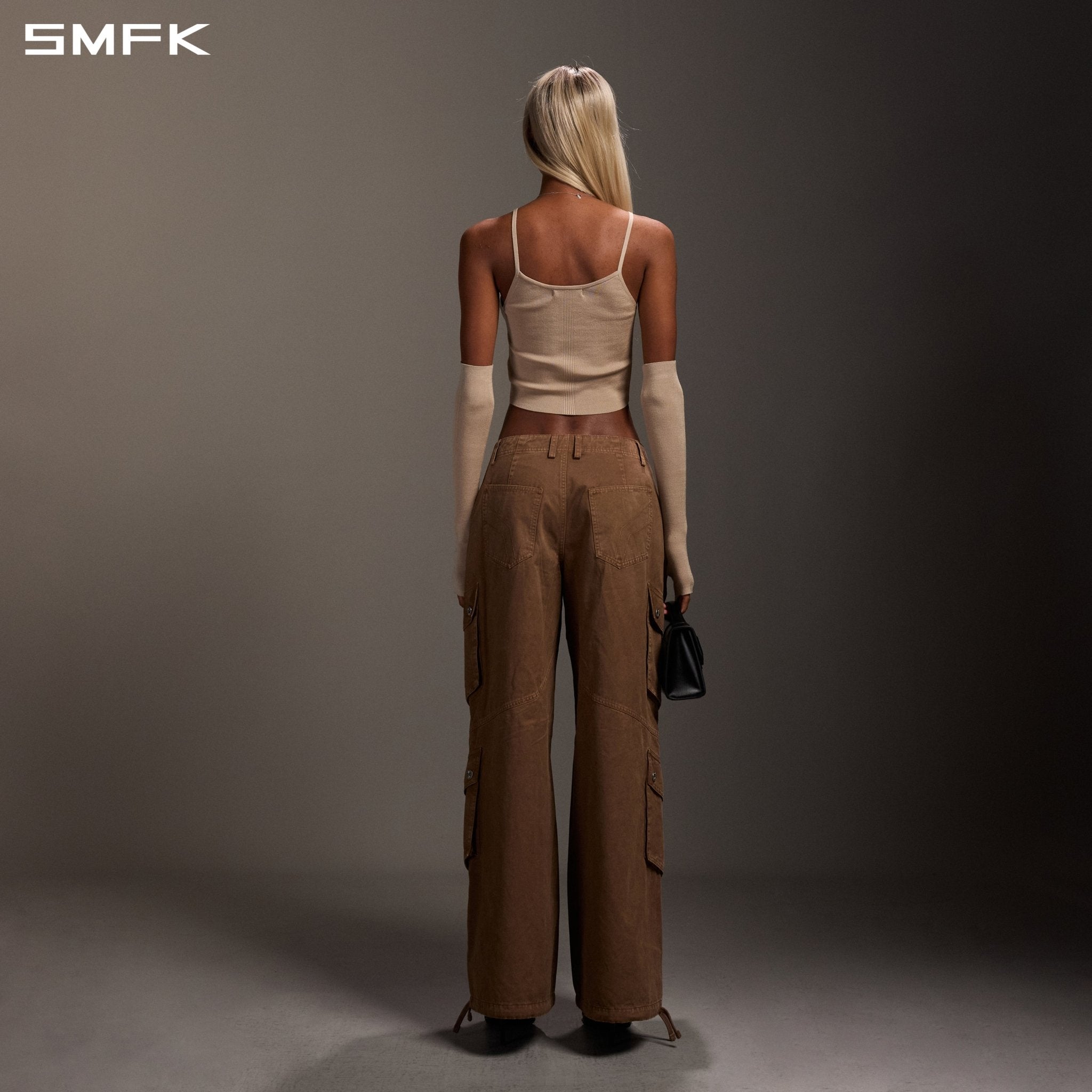 SMFK Retro Wide-Leg Cargo Pants in Brown | MADAX