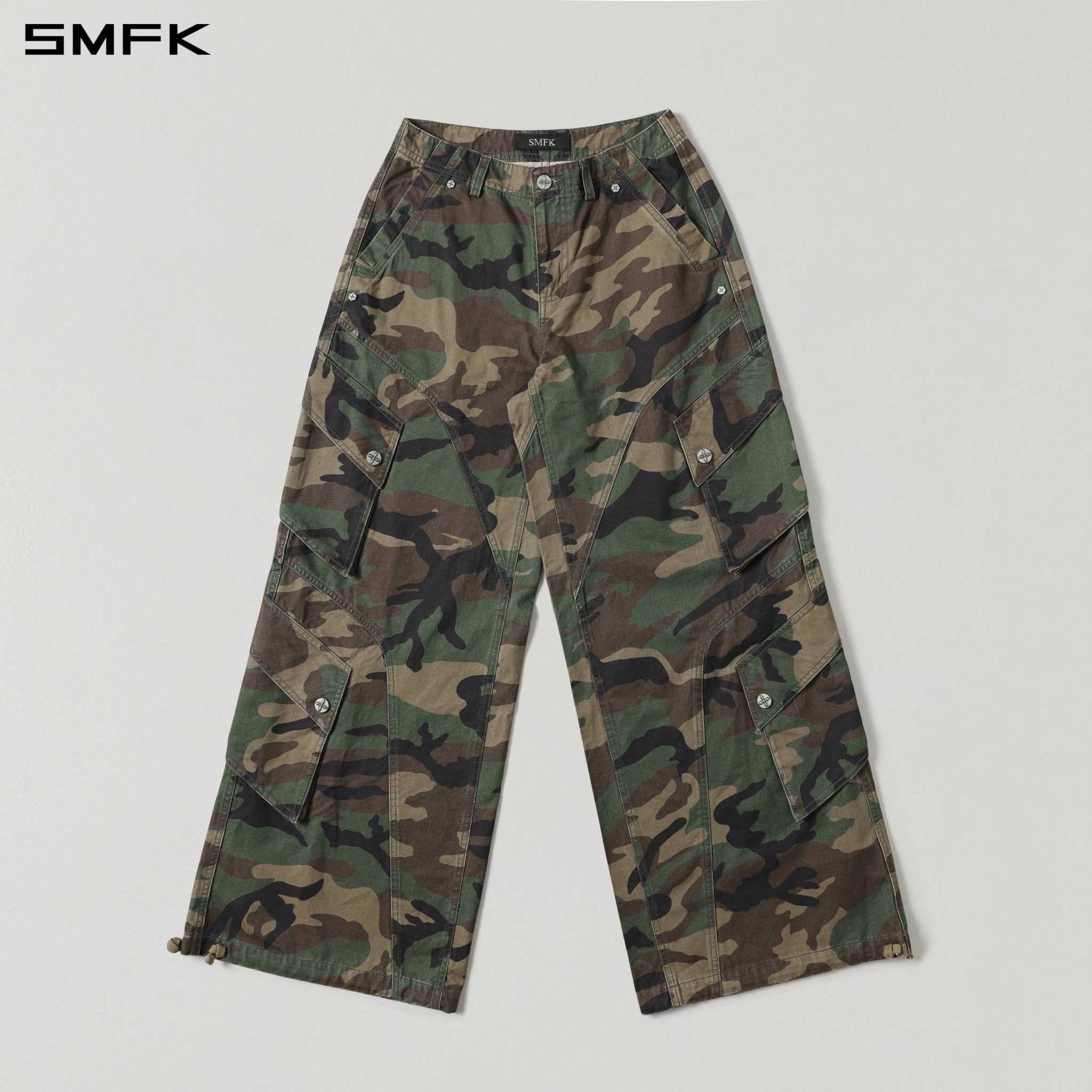 SMFK Retro Wide-Leg Cargo Pants in Green | MADAX
