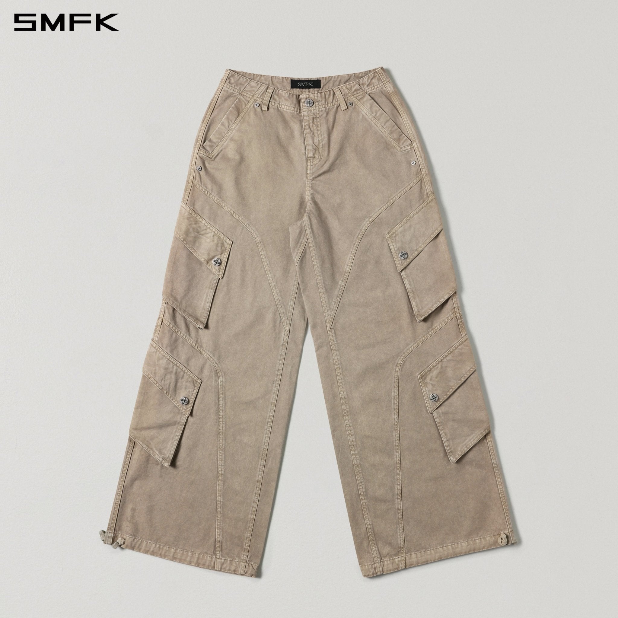 SMFK Retro Wide-Leg Cargo Pants in Skin Tone | MADAX