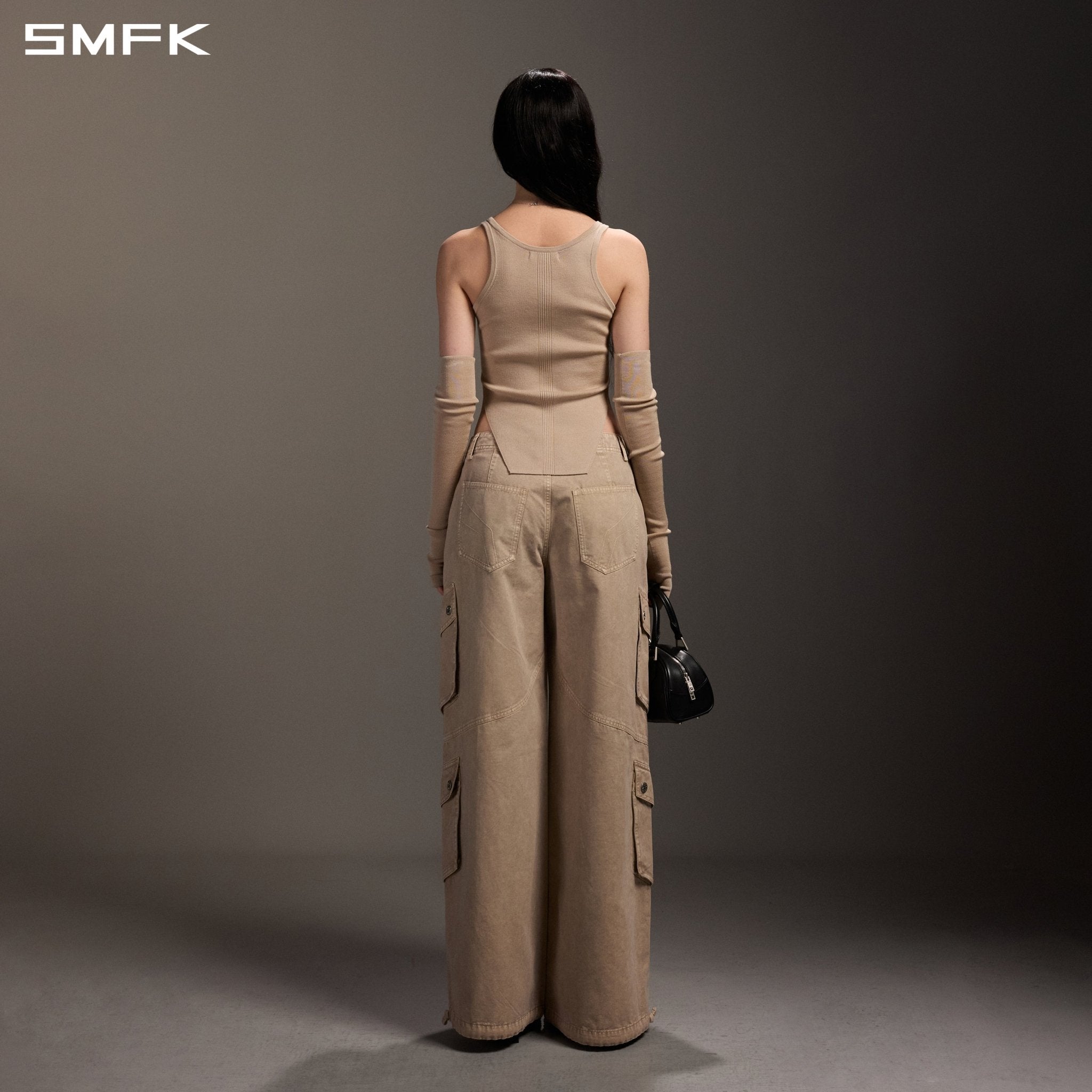 SMFK Retro Wide-Leg Cargo Pants in Skin Tone | MADAX