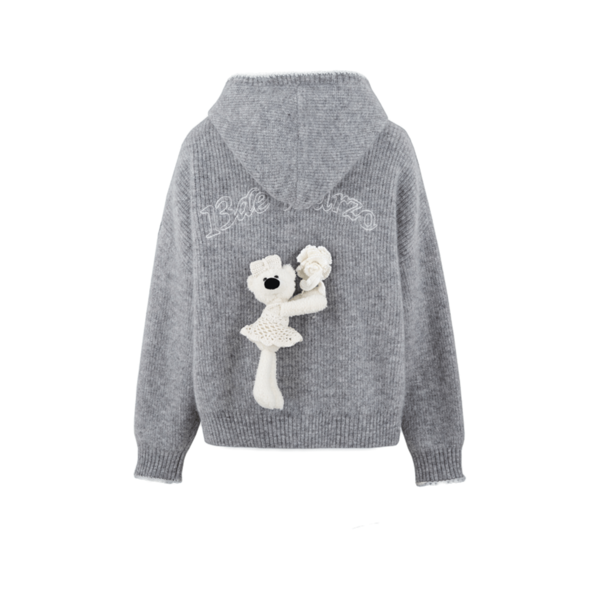 13DE MARZO Reverie by Caroline Hú Collaboration Knit Hoodie in Grey | MADAX